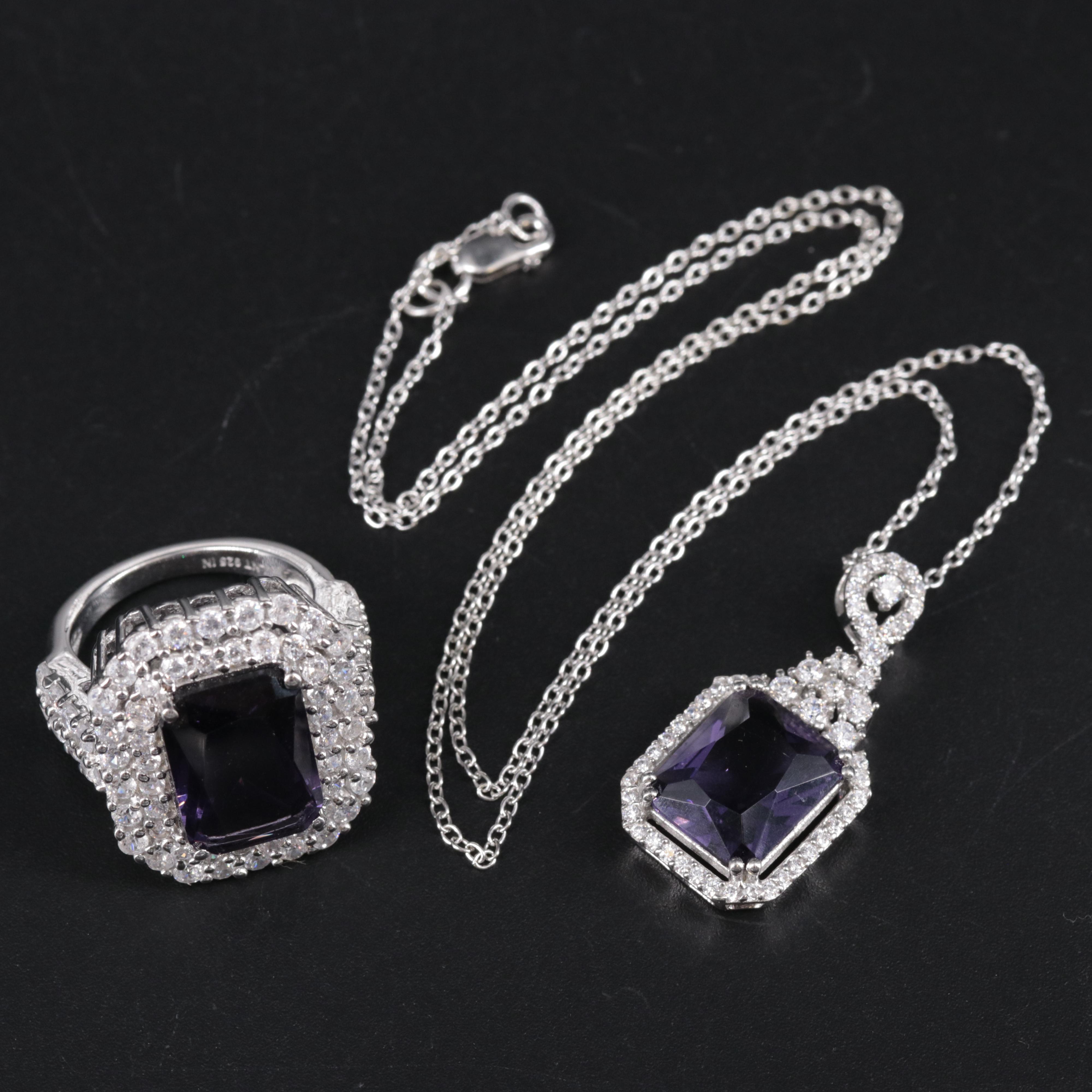 Sterling Silver Necklace and Ring Collection Including Gemstones