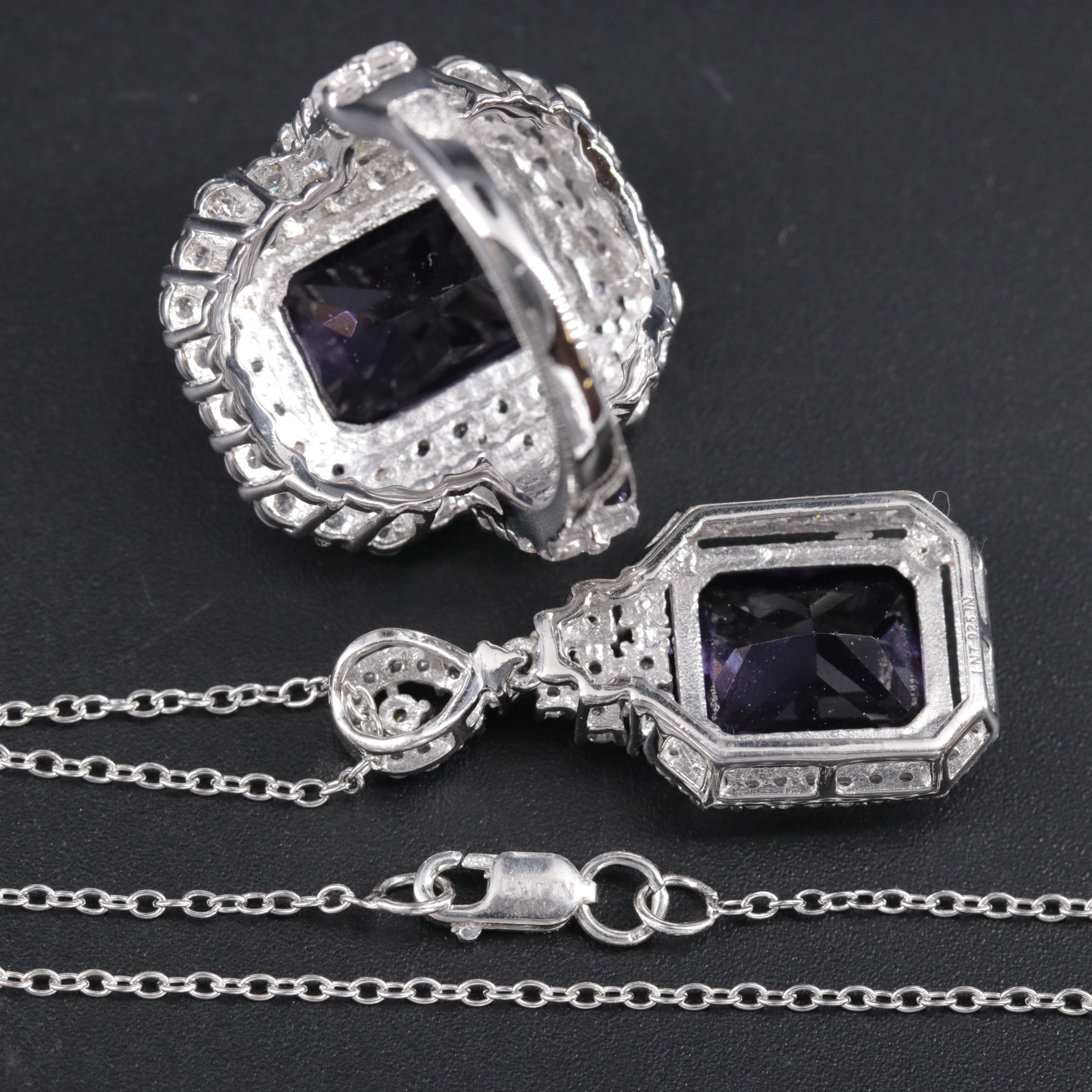 Sterling Silver Necklace and Ring Collection Including Gemstones