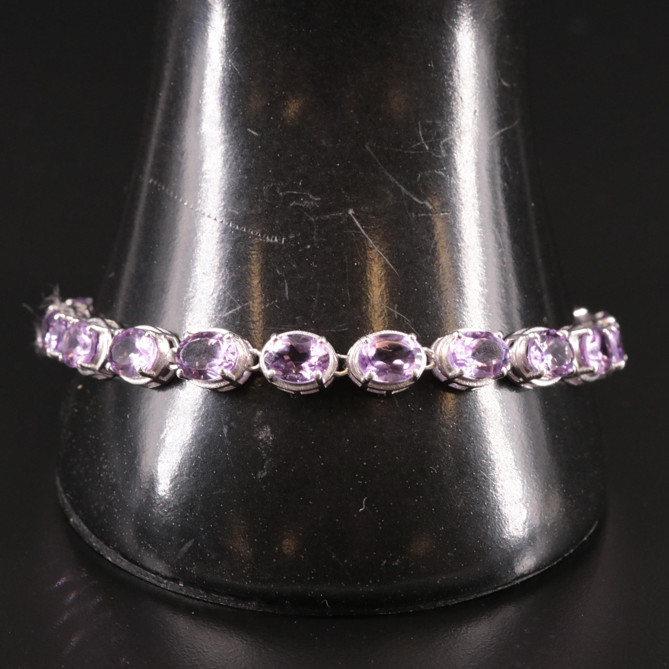 Sterling Amethyst Line Bracelet