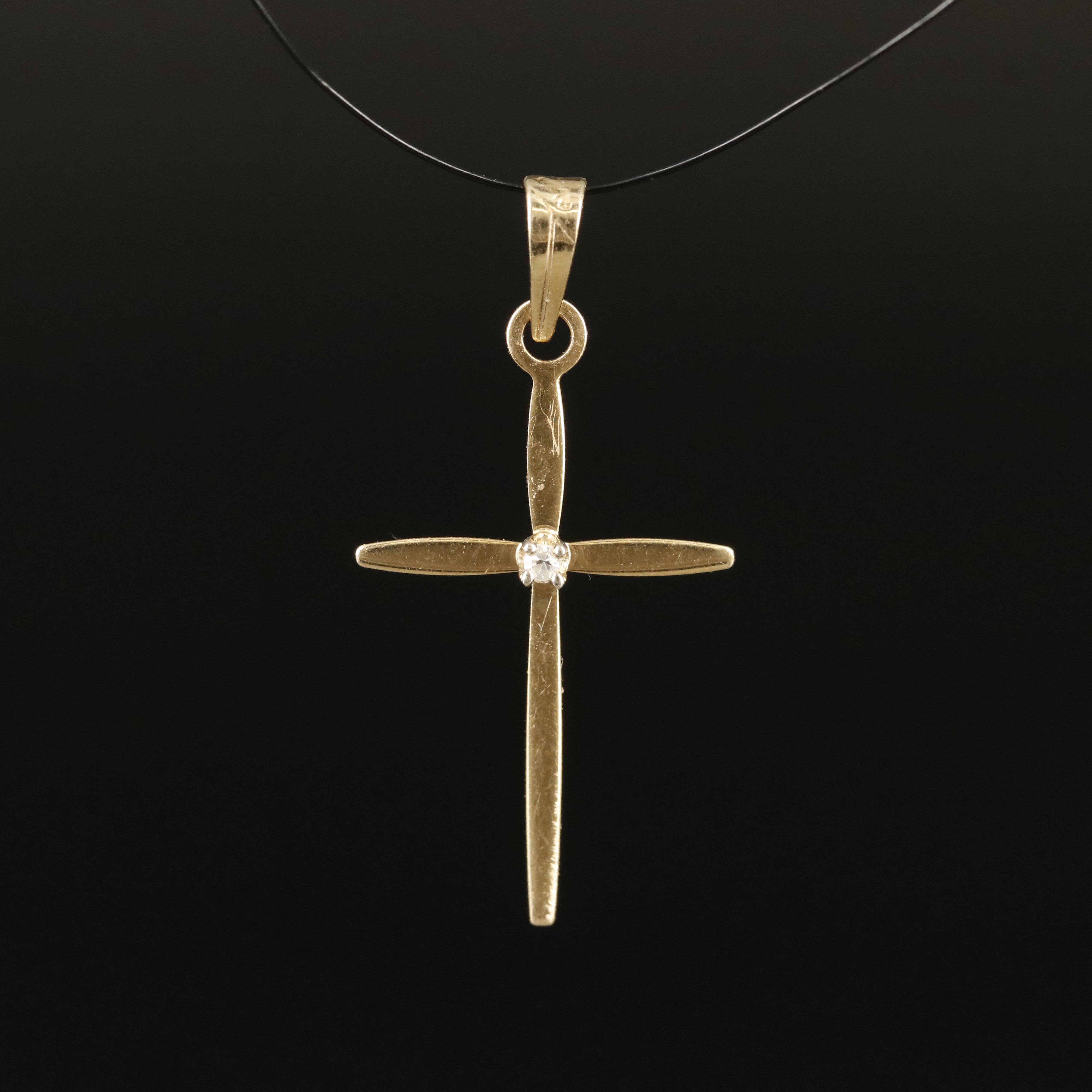 14K Sapphire Cross Pendant