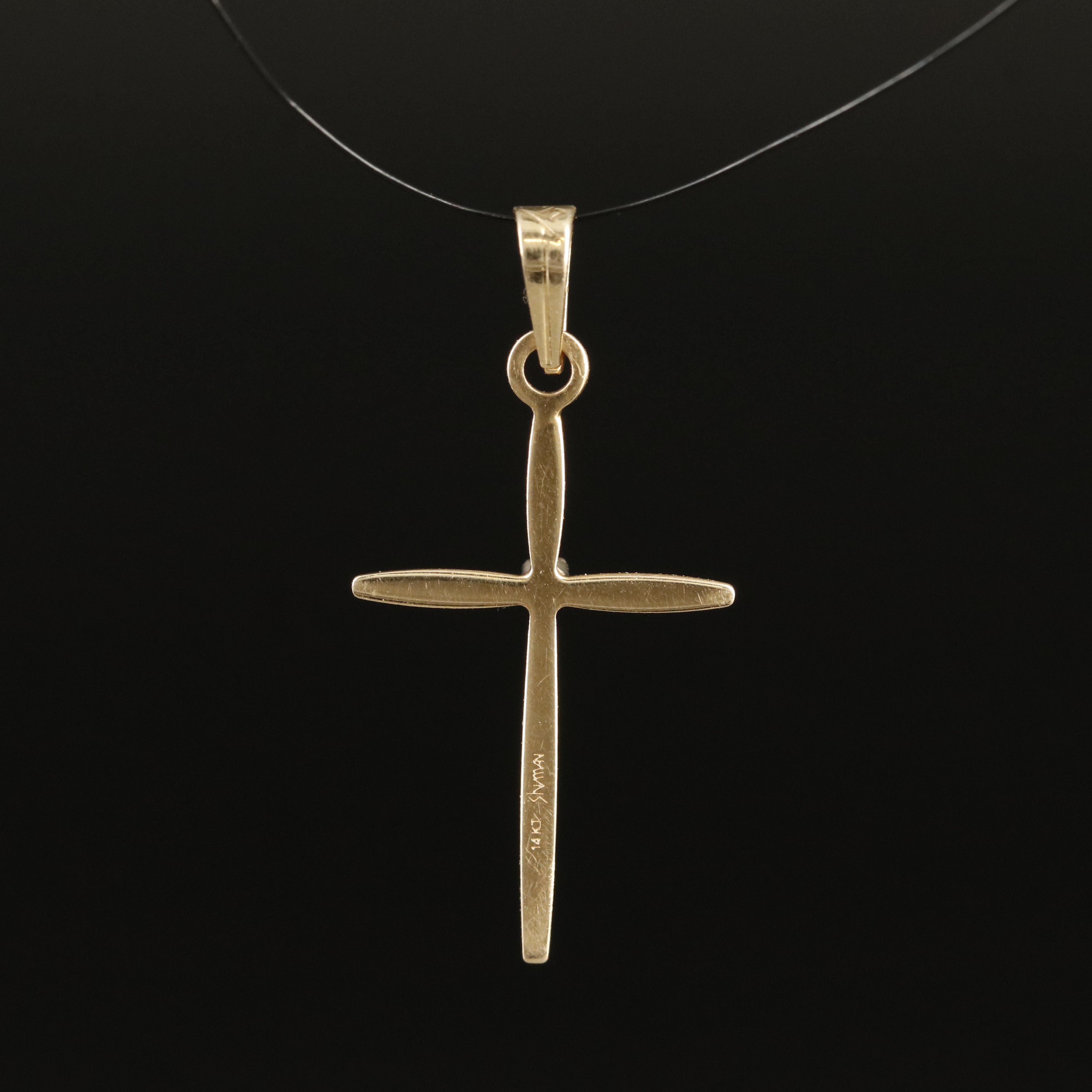 14K Sapphire Cross Pendant