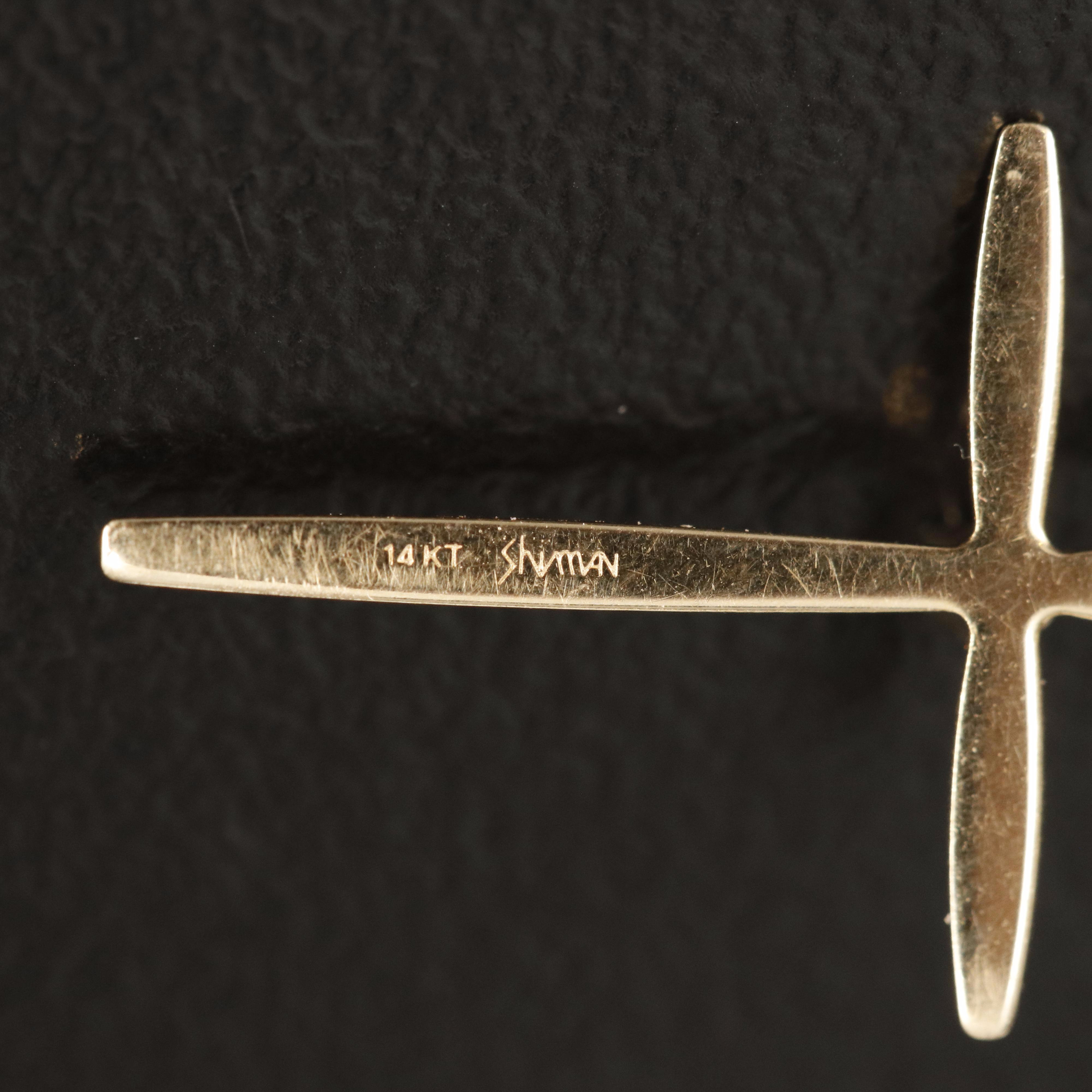 14K Sapphire Cross Pendant