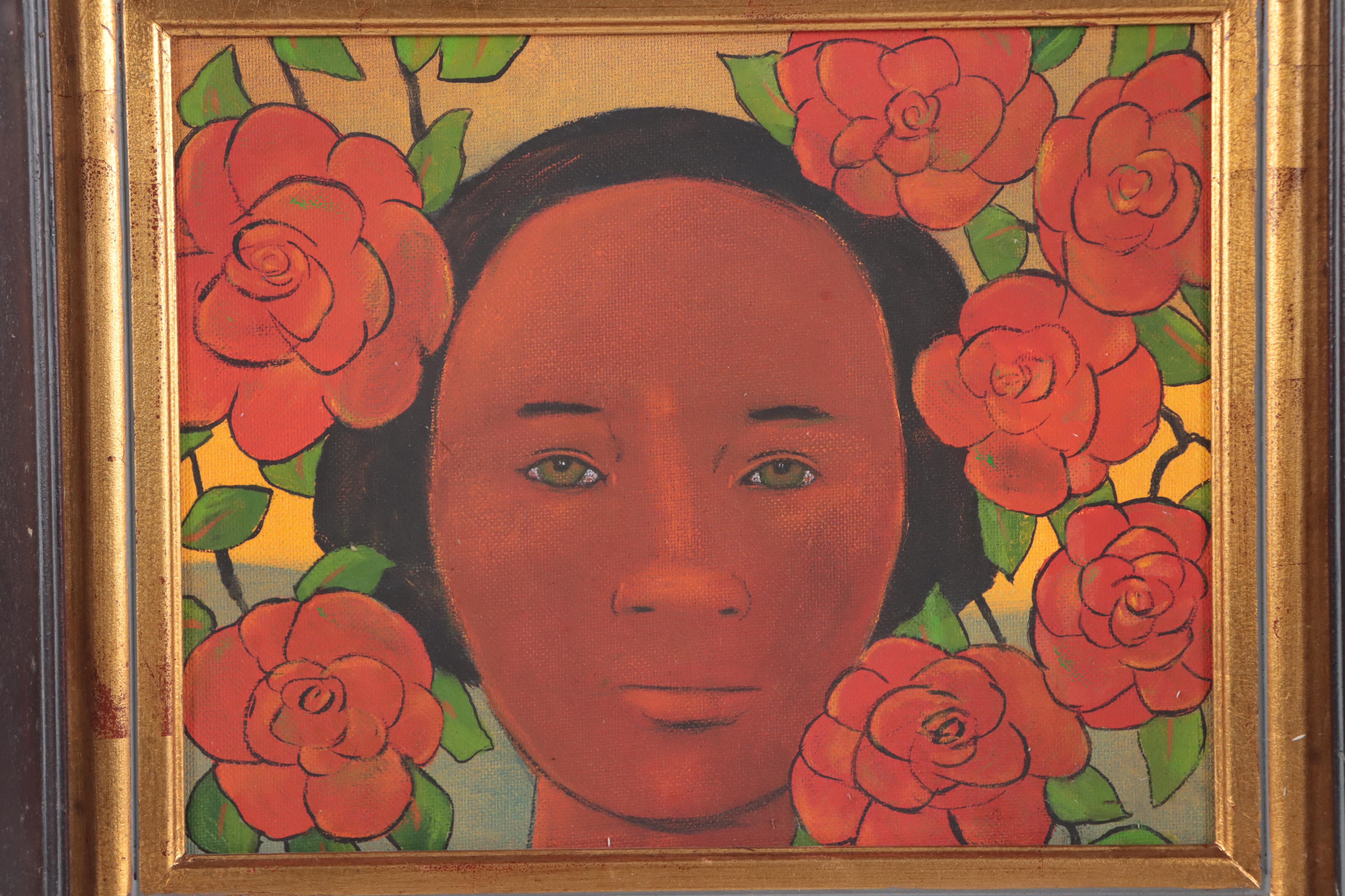 John Preble Stylized Portrait Acrylic Painting "Creole Rose"