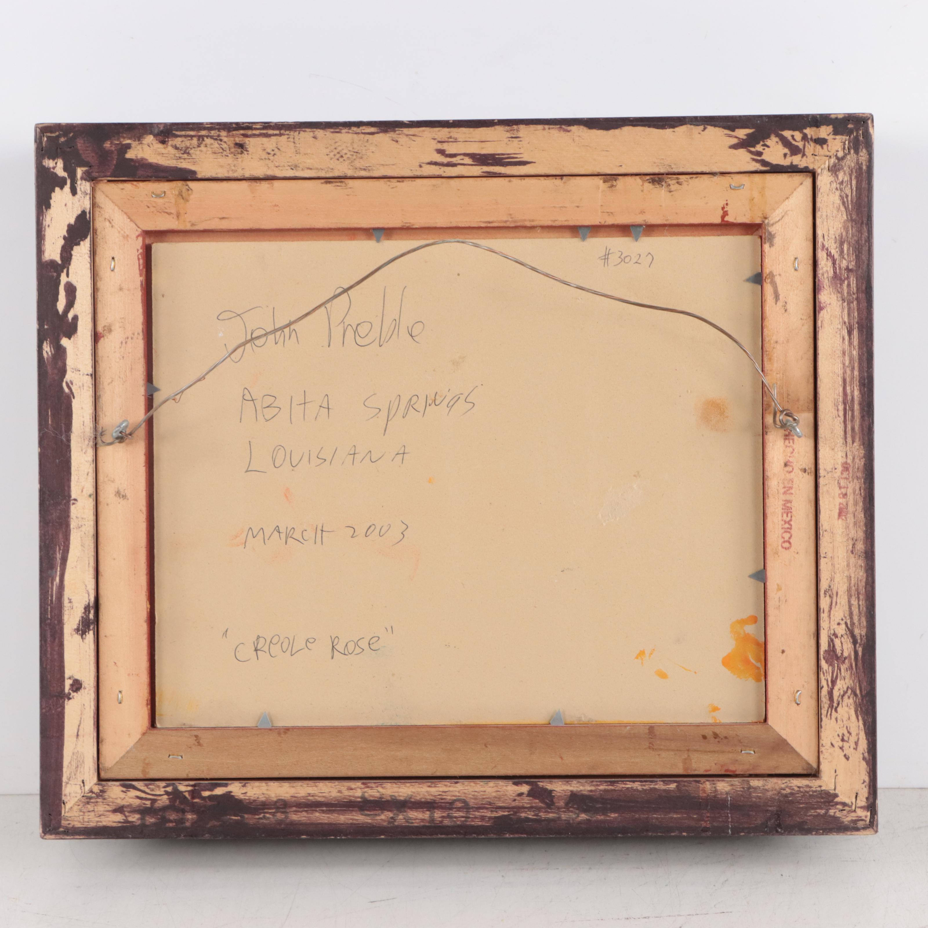 John Preble Stylized Portrait Acrylic Painting "Creole Rose"