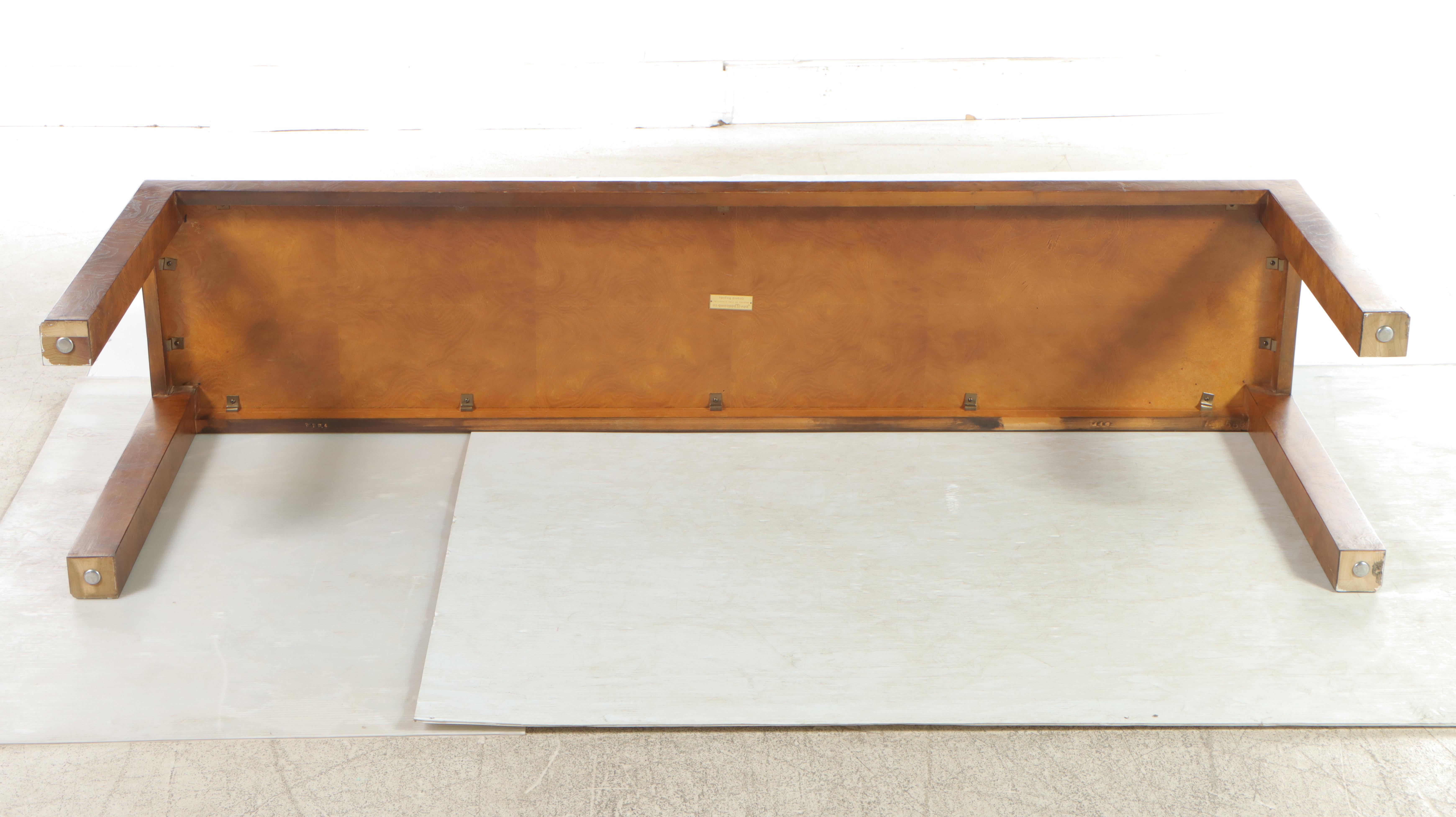 John Widdicomb Olive Ash Burl Parson's Style Sofa Table