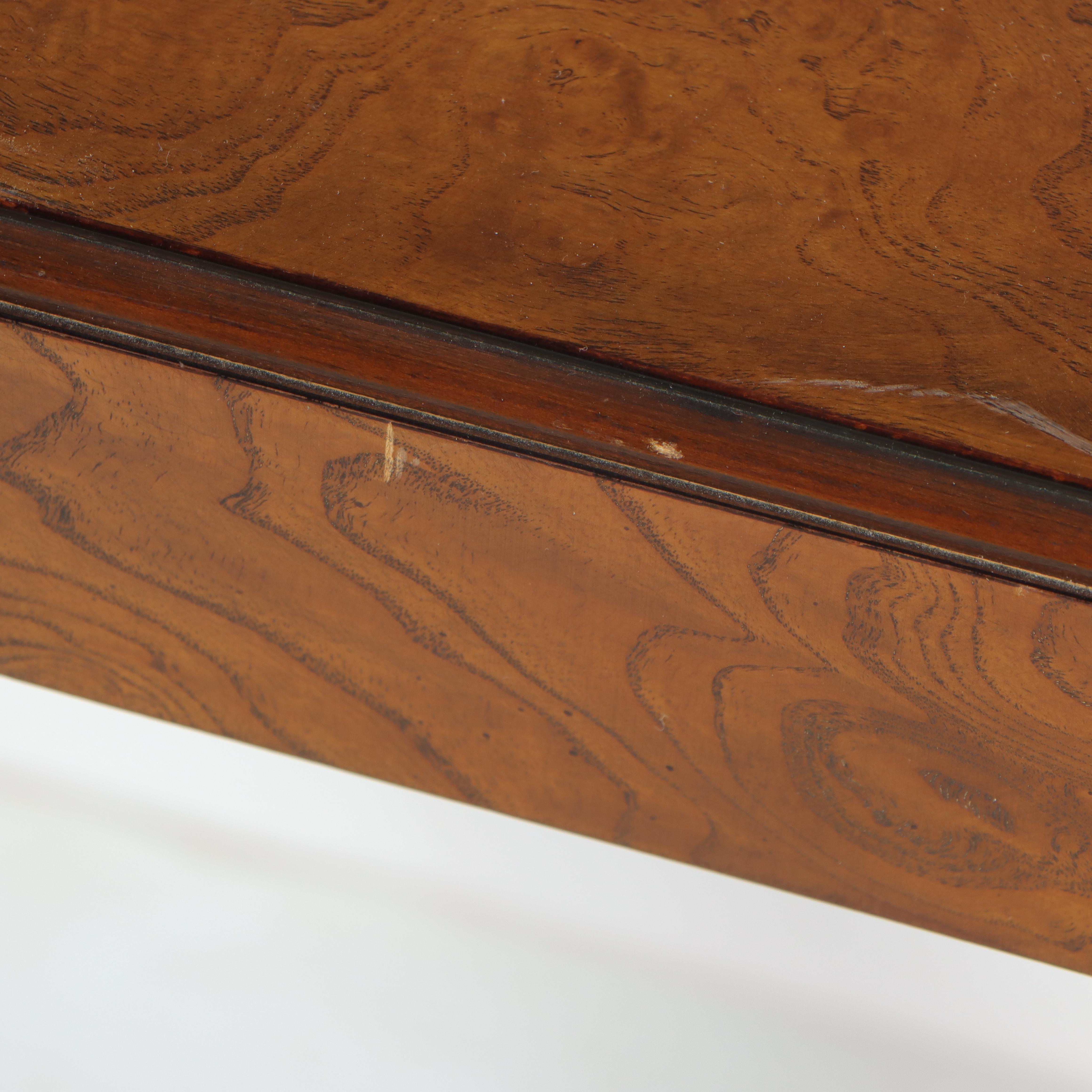 John Widdicomb Olive Ash Burl Parson's Style Sofa Table