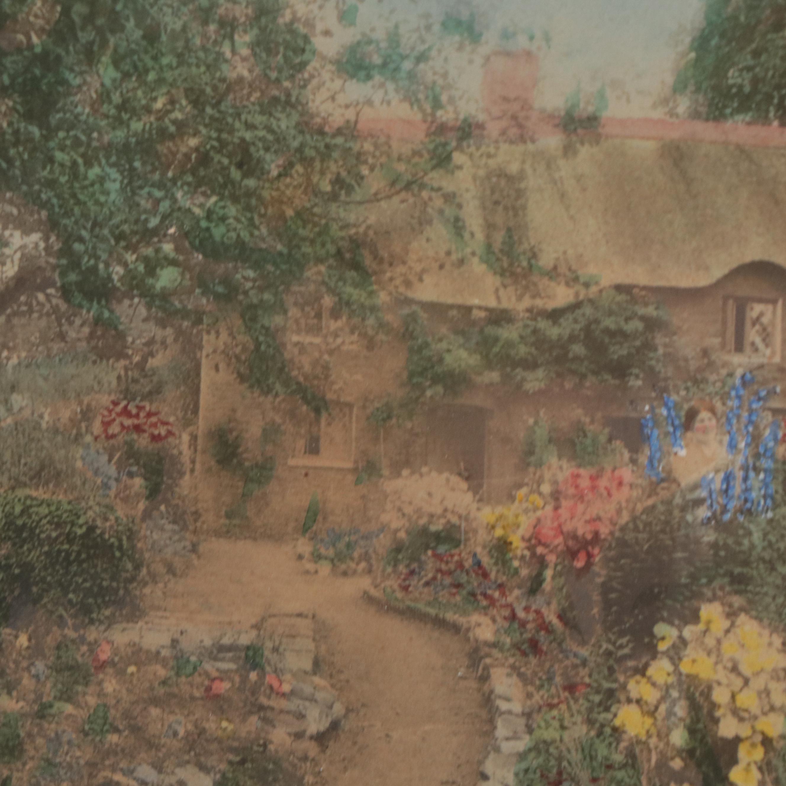 Wallace Nutting Hand-Colored Photograph of a Cottage Garden