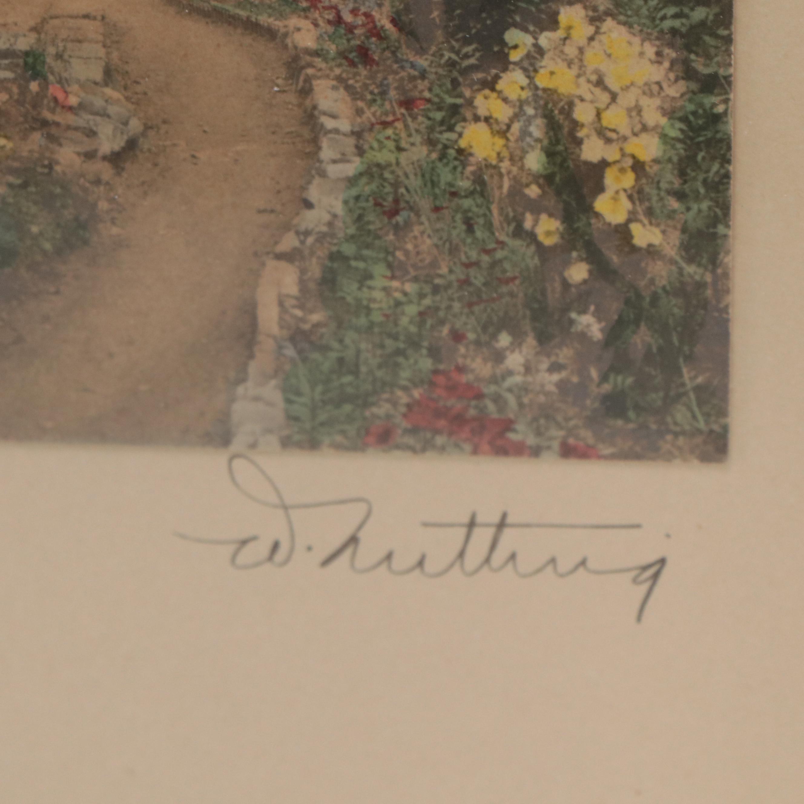 Wallace Nutting Hand-Colored Photograph of a Cottage Garden