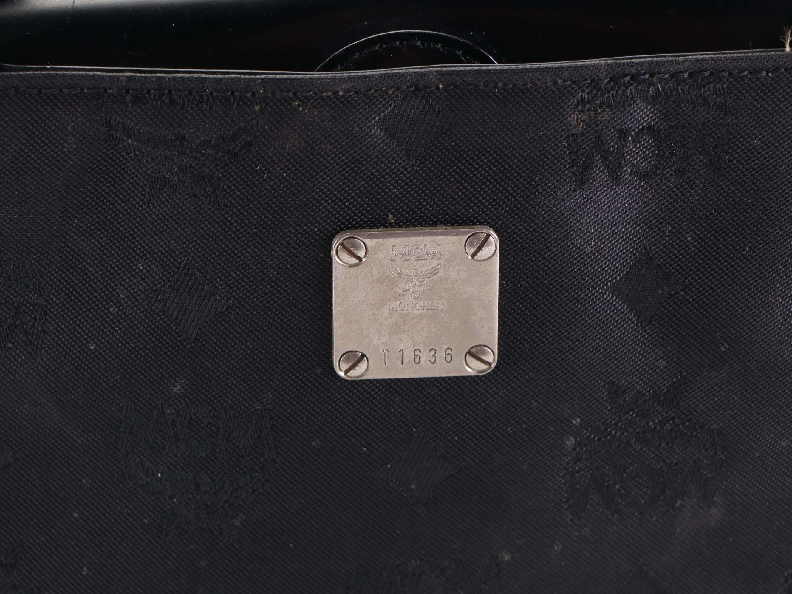 MCM Shoulder Bag in Black Visetos Nylon and Leather