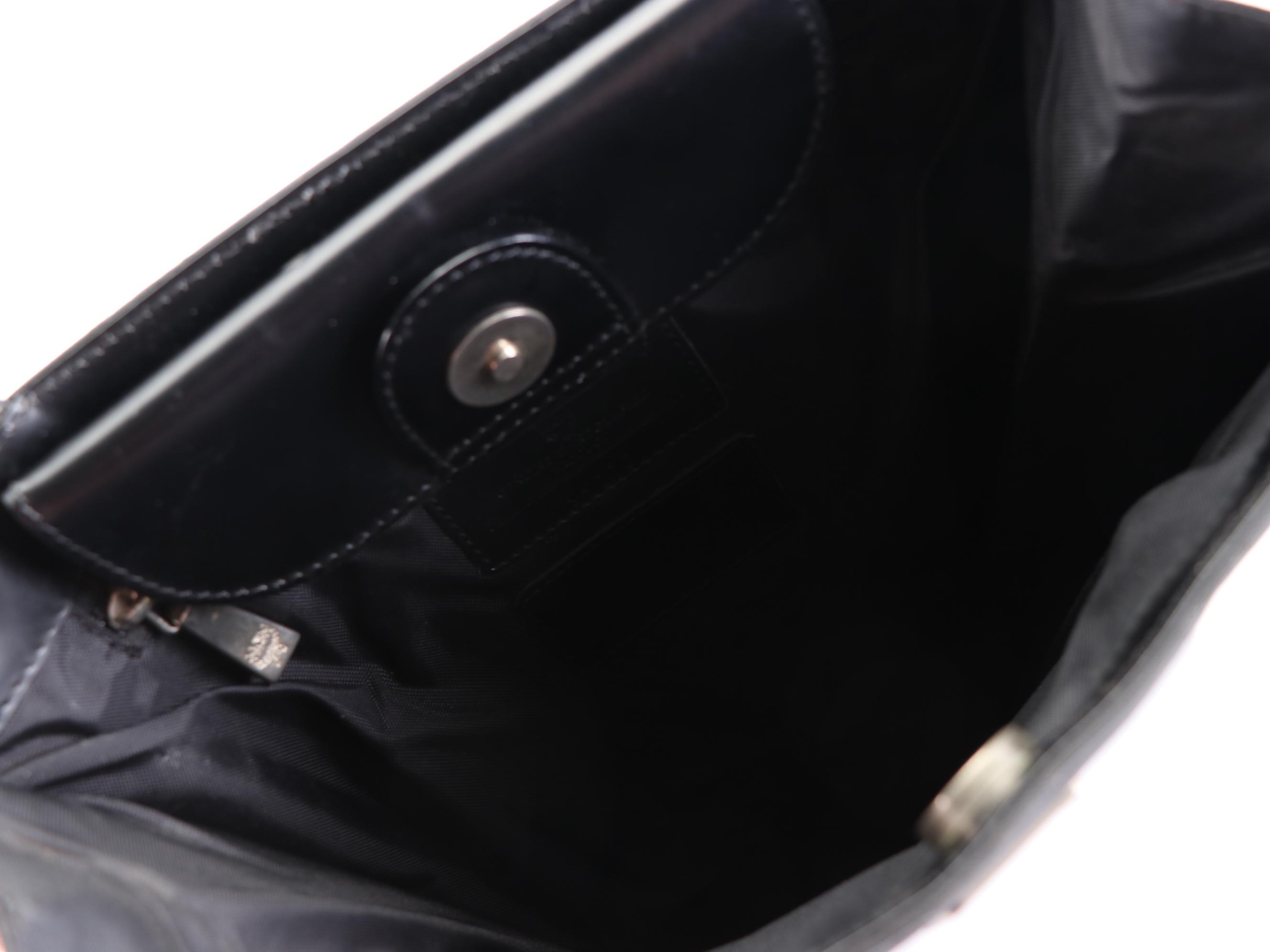MCM Shoulder Bag in Black Visetos Nylon and Leather