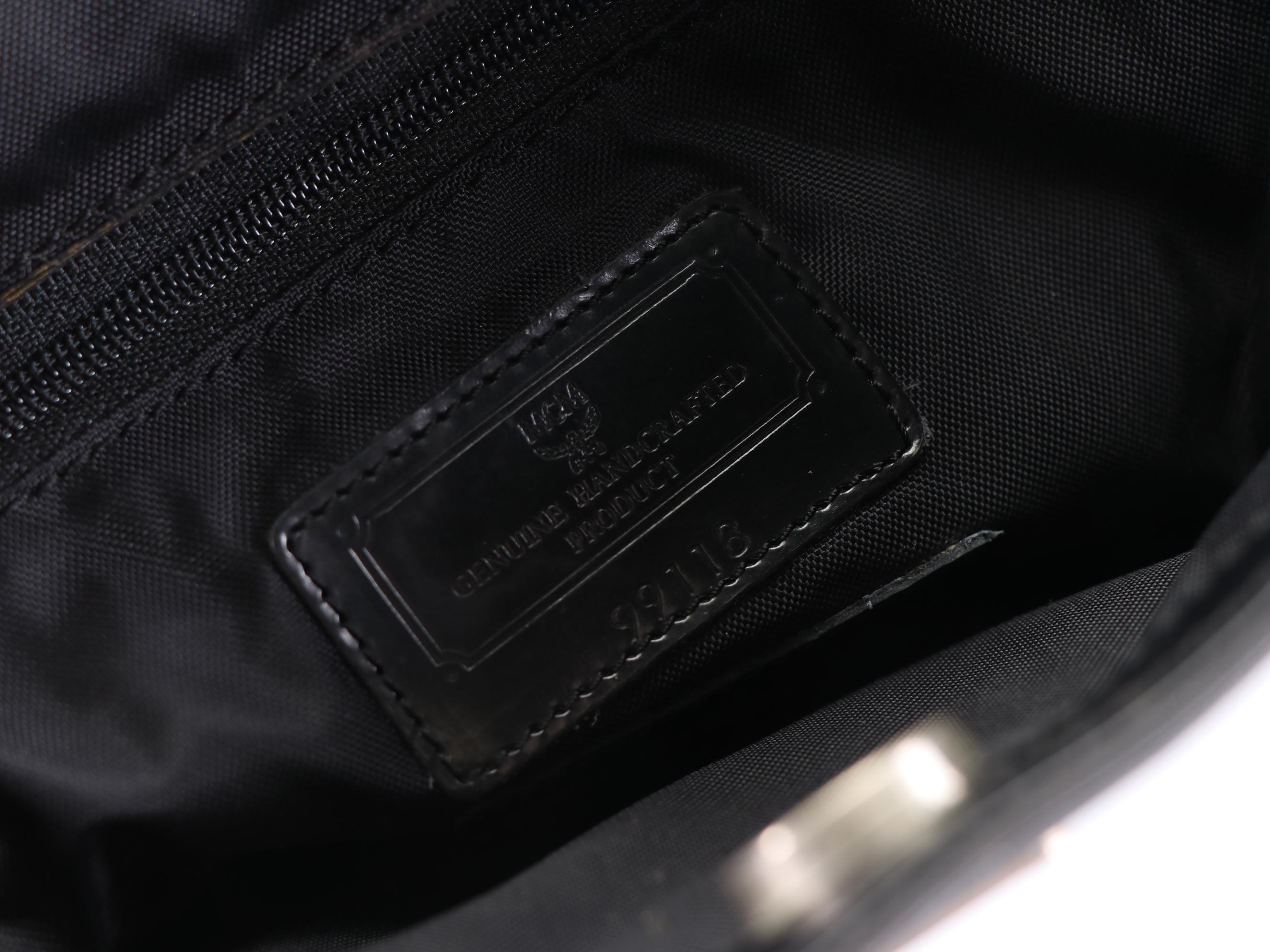 MCM Shoulder Bag in Black Visetos Nylon and Leather
