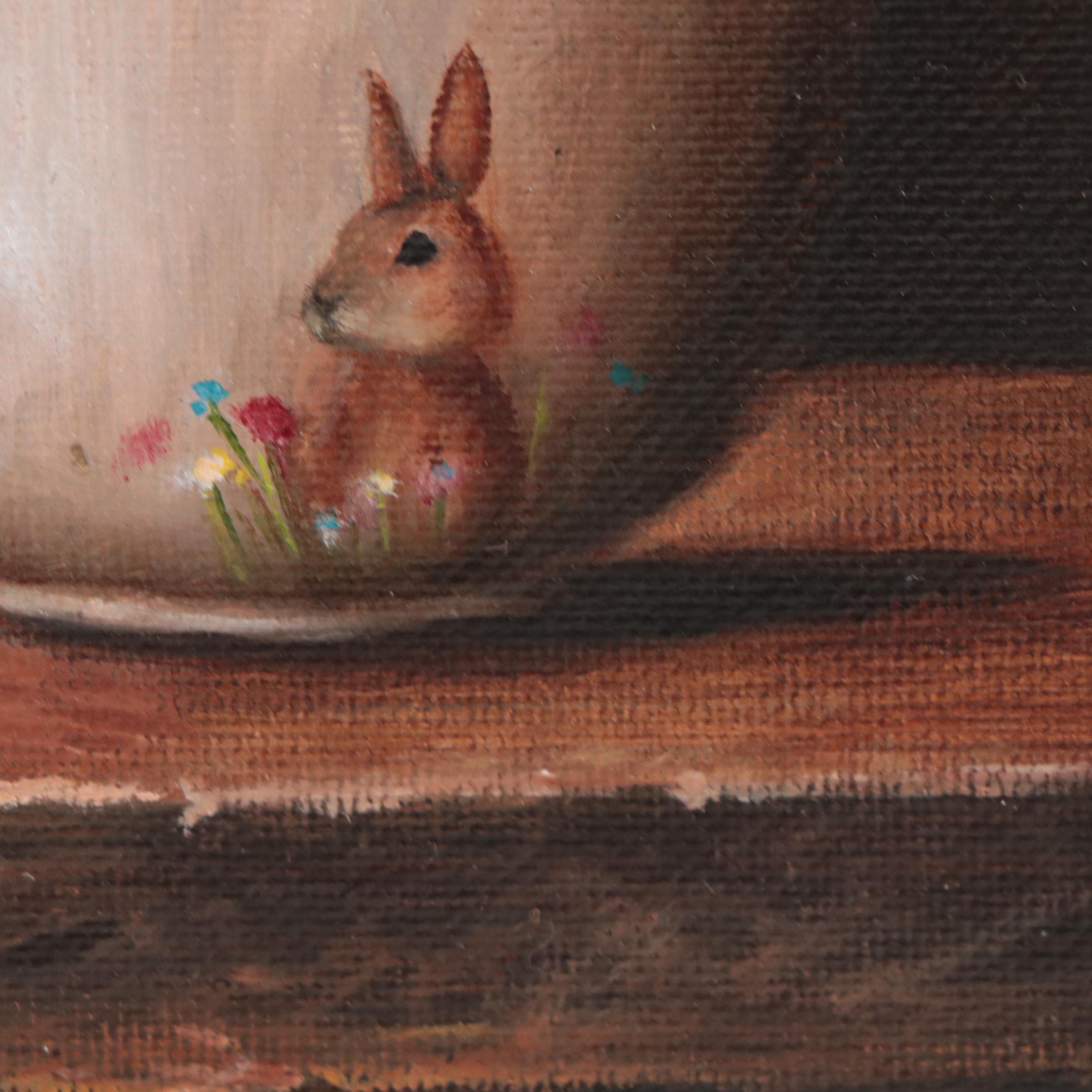 Houra H. Alghizzi Still Life Oil Painting "Easter Robin Eggs" 2023