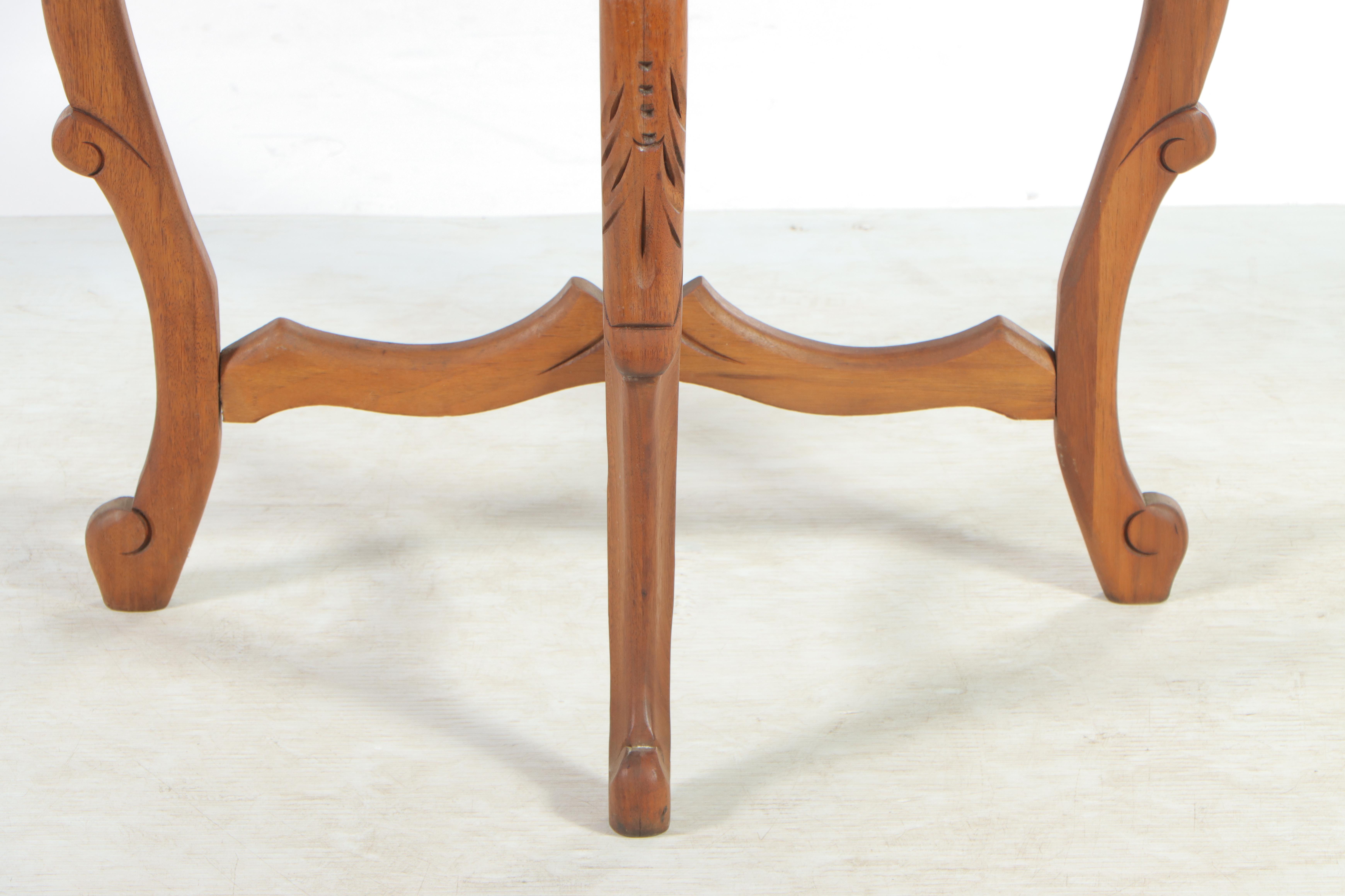 Rococo Style Carved Walnut Demilune Side Table, 20th Century