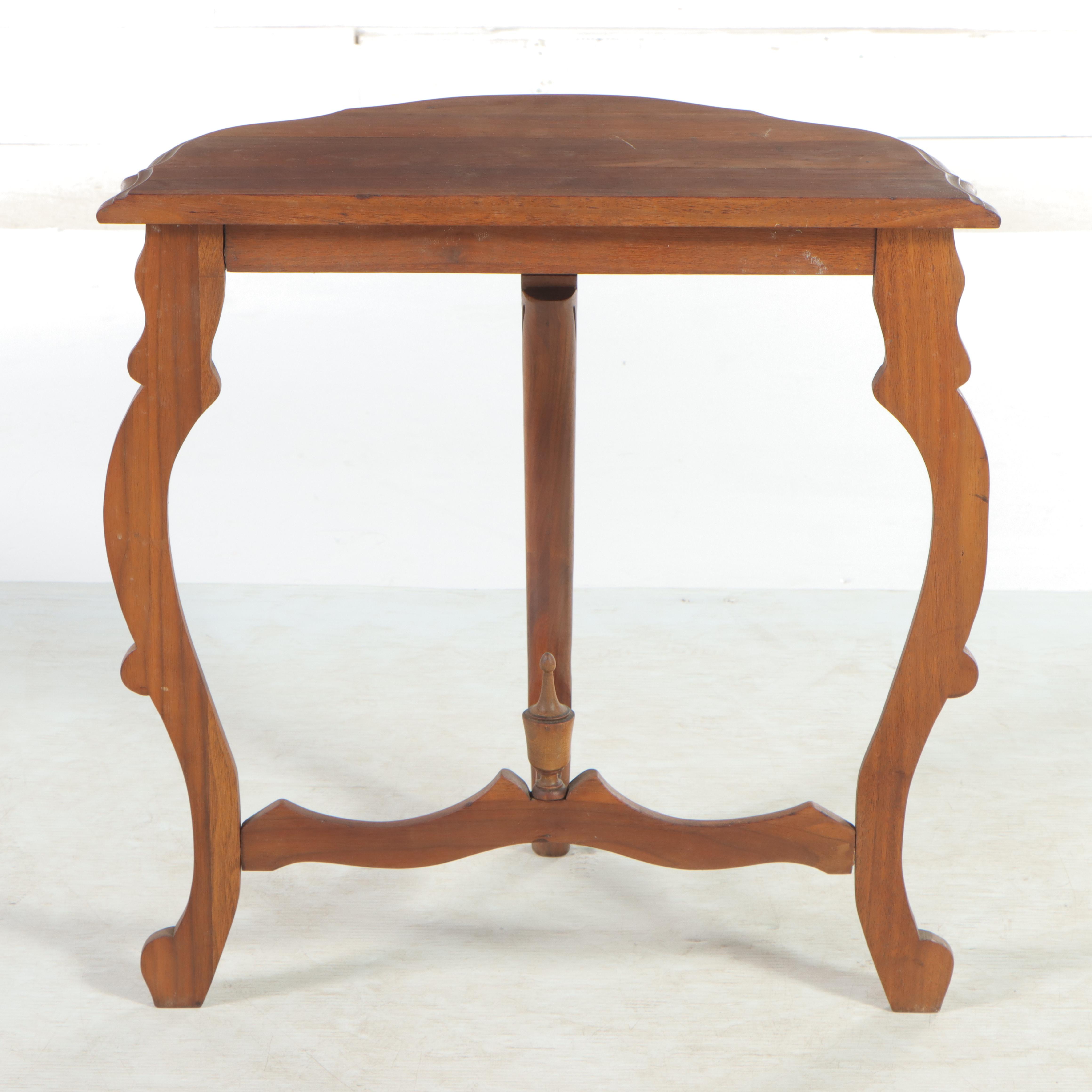 Rococo Style Carved Walnut Demilune Side Table, 20th Century