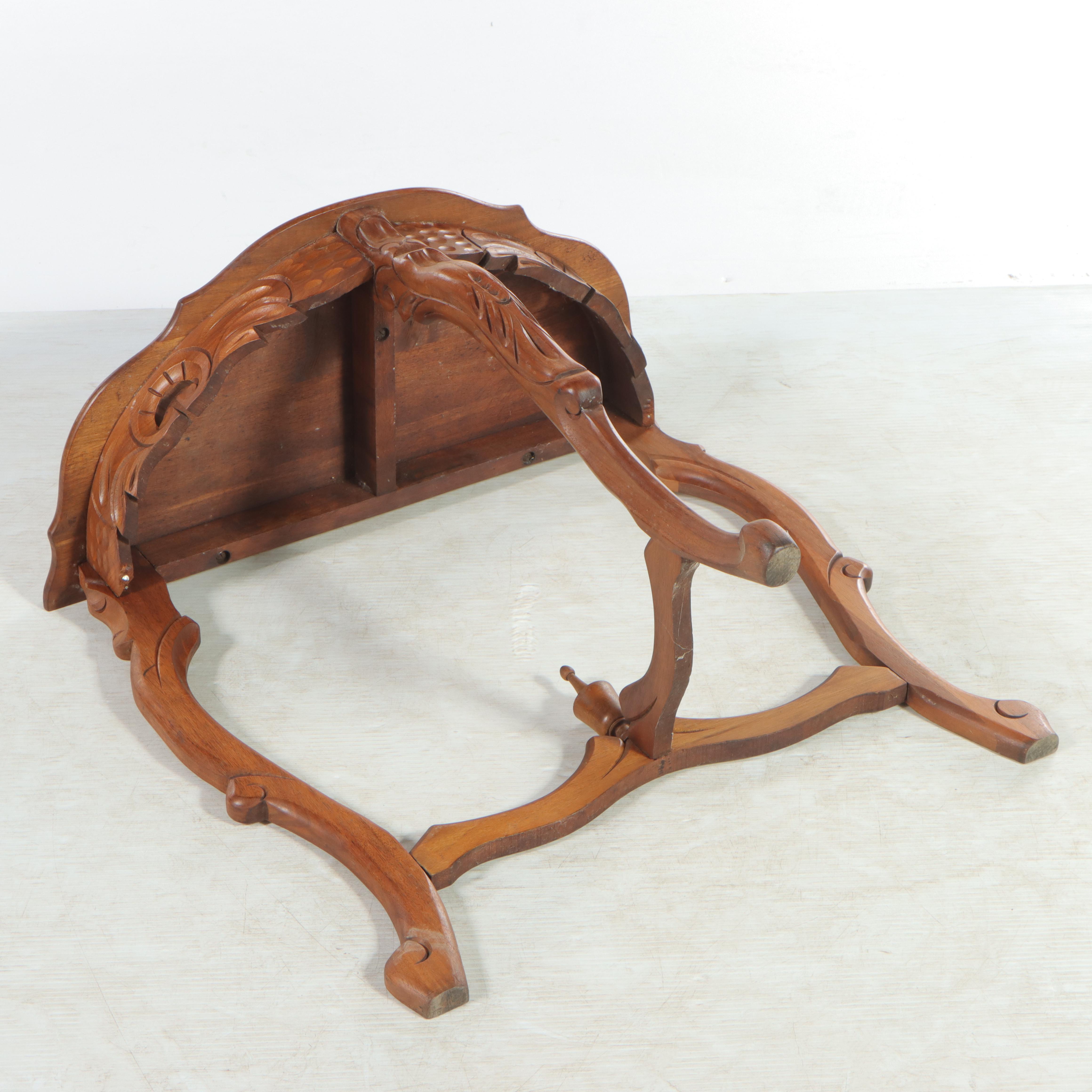 Rococo Style Carved Walnut Demilune Side Table, 20th Century