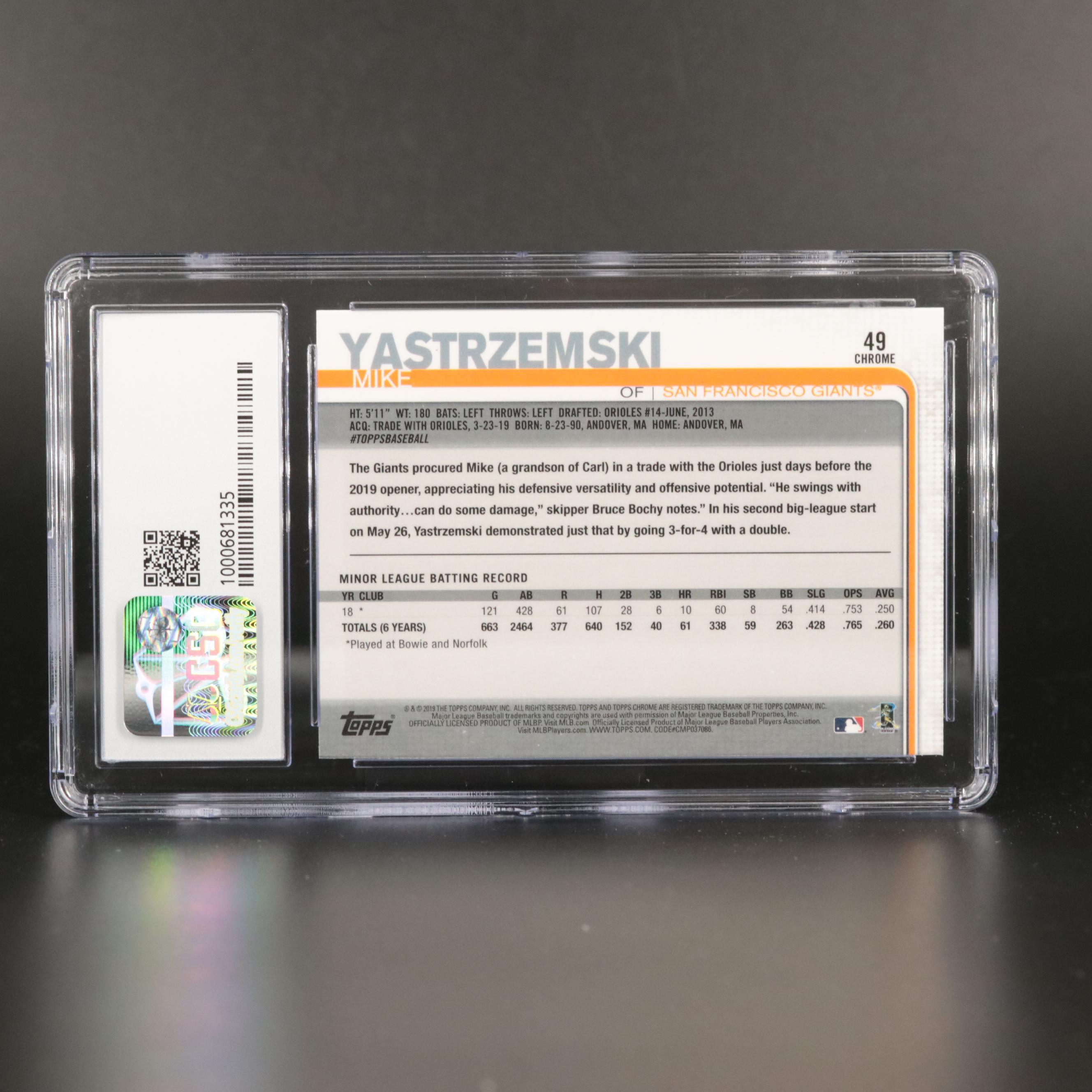 2019 Topps Chrome Update Rookie Mike Yastrzemski CSG 9 #49
