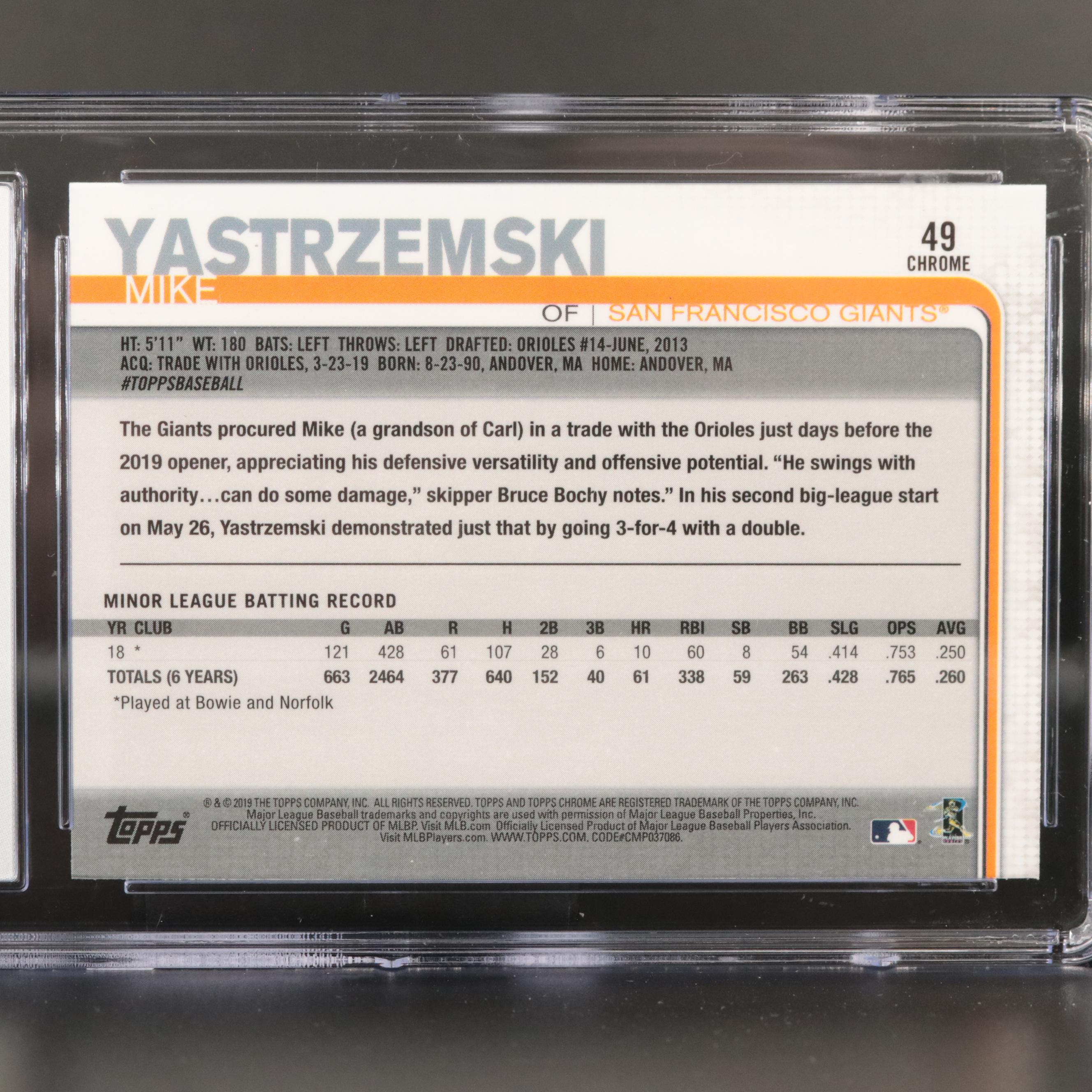 2019 Topps Chrome Update Rookie Mike Yastrzemski CSG 9 #49