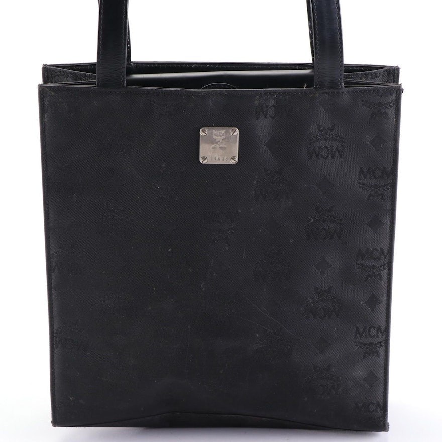 MCM Shoulder Bag in Black Visetos Nylon and Leather