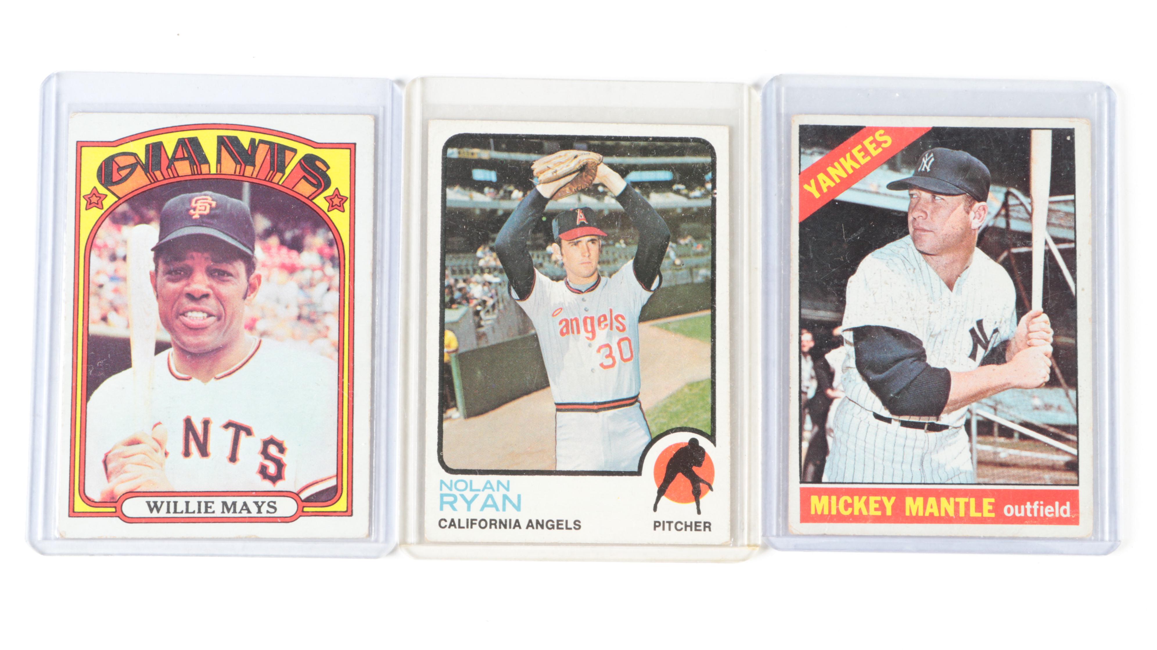 Topps Baseball Cards Including Mickey Mantle, Pete Rose and Mays, 1960s–1970s