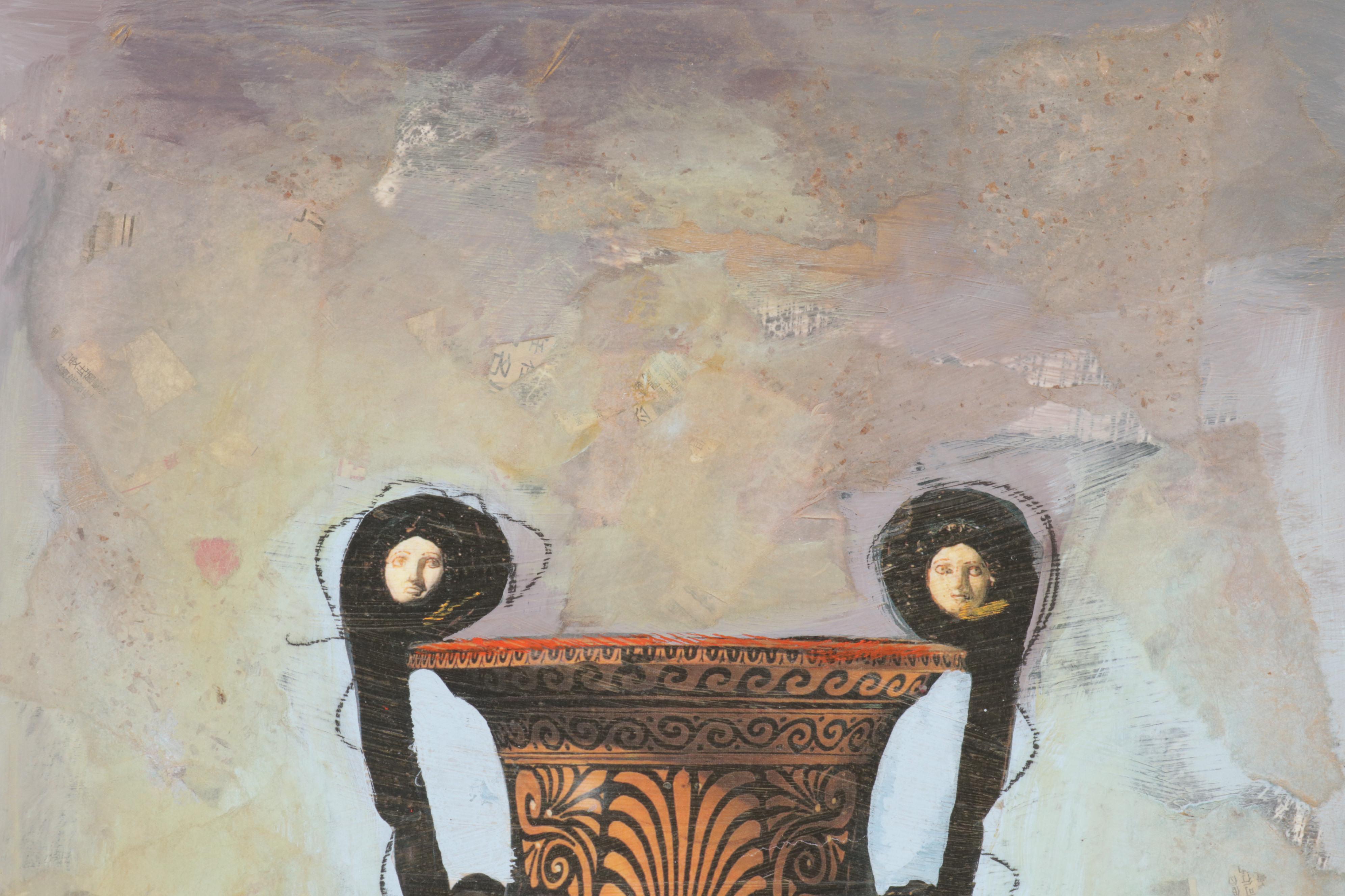 Starlie Sokol-Hohne Mixed Media Monoprint of Grecian Urn, Circa 2000