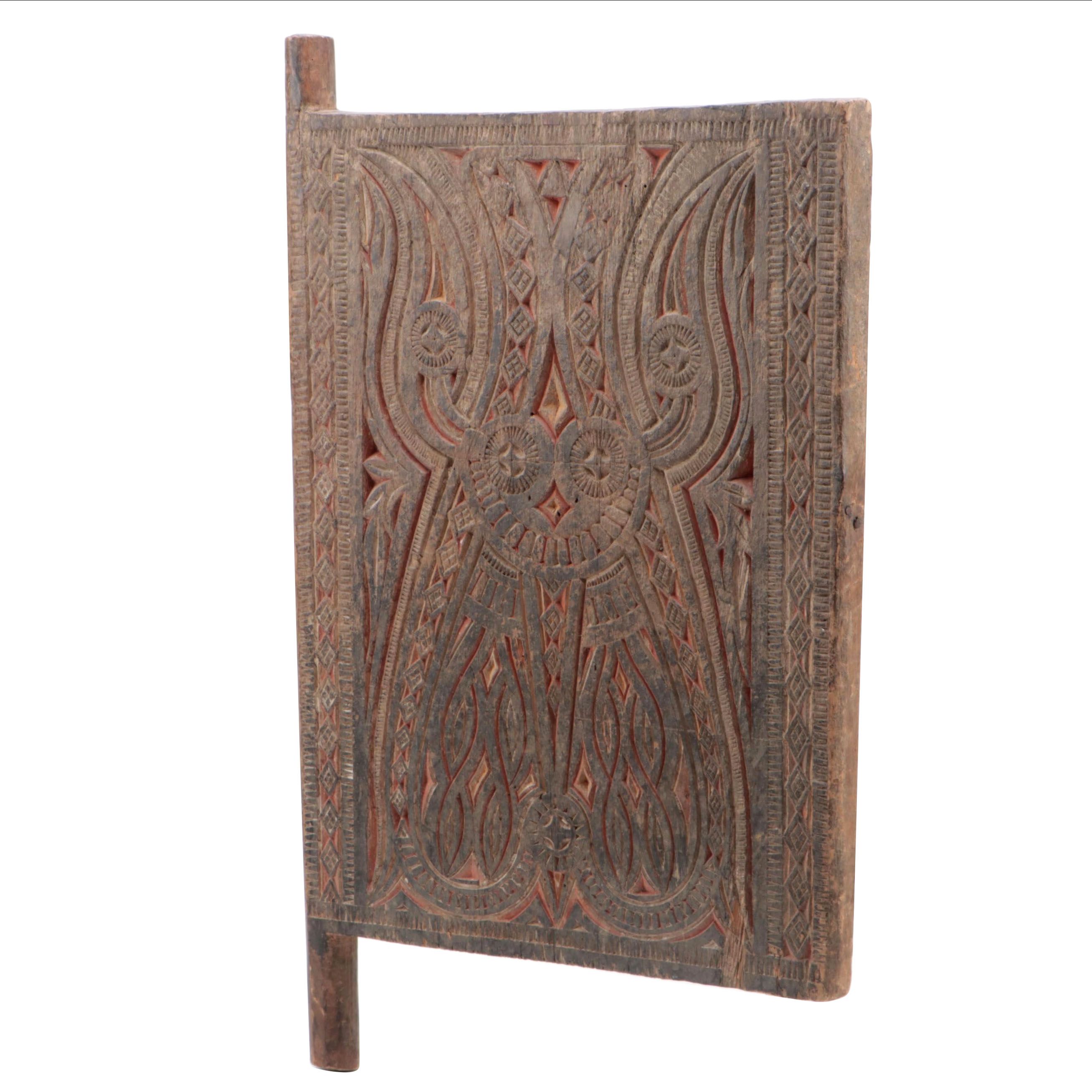 Toraja (Indonesia) Carved Wood Granary Door, Mid-20th Century