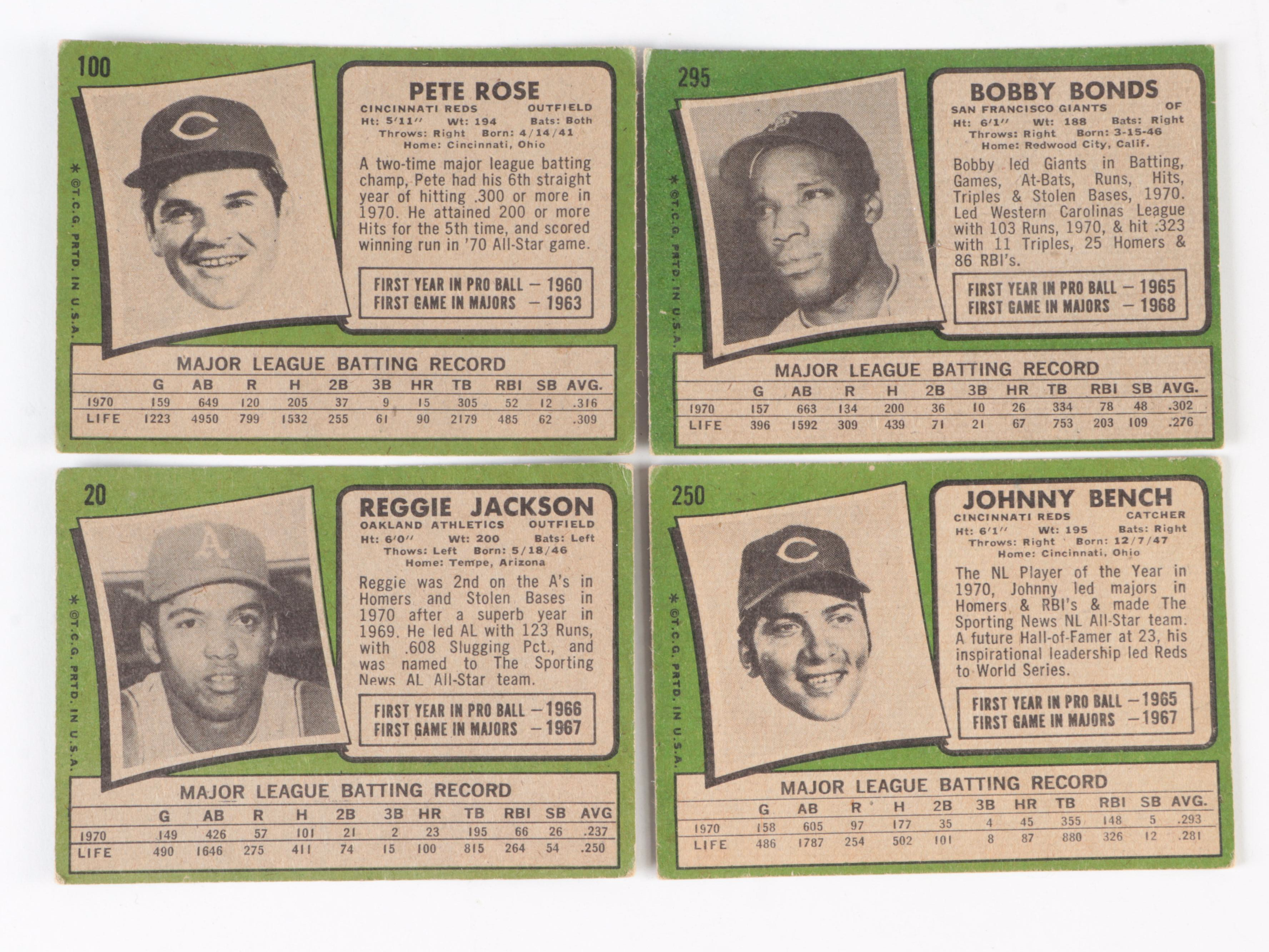 Topps Baseball Cards Including Mickey Mantle, Pete Rose and Mays, 1960s–1970s