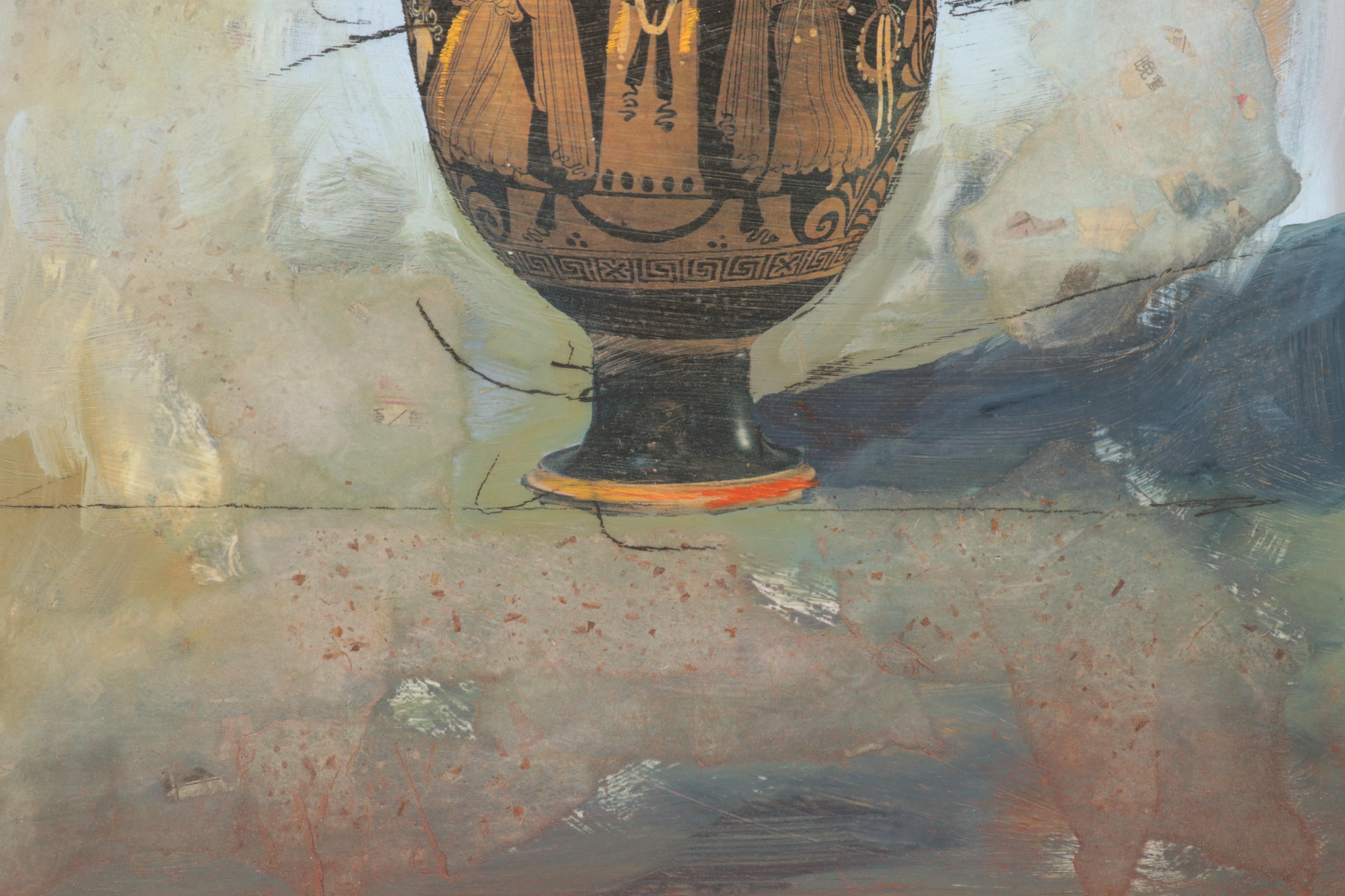 Starlie Sokol-Hohne Mixed Media Monoprint of Grecian Urn, Circa 2000