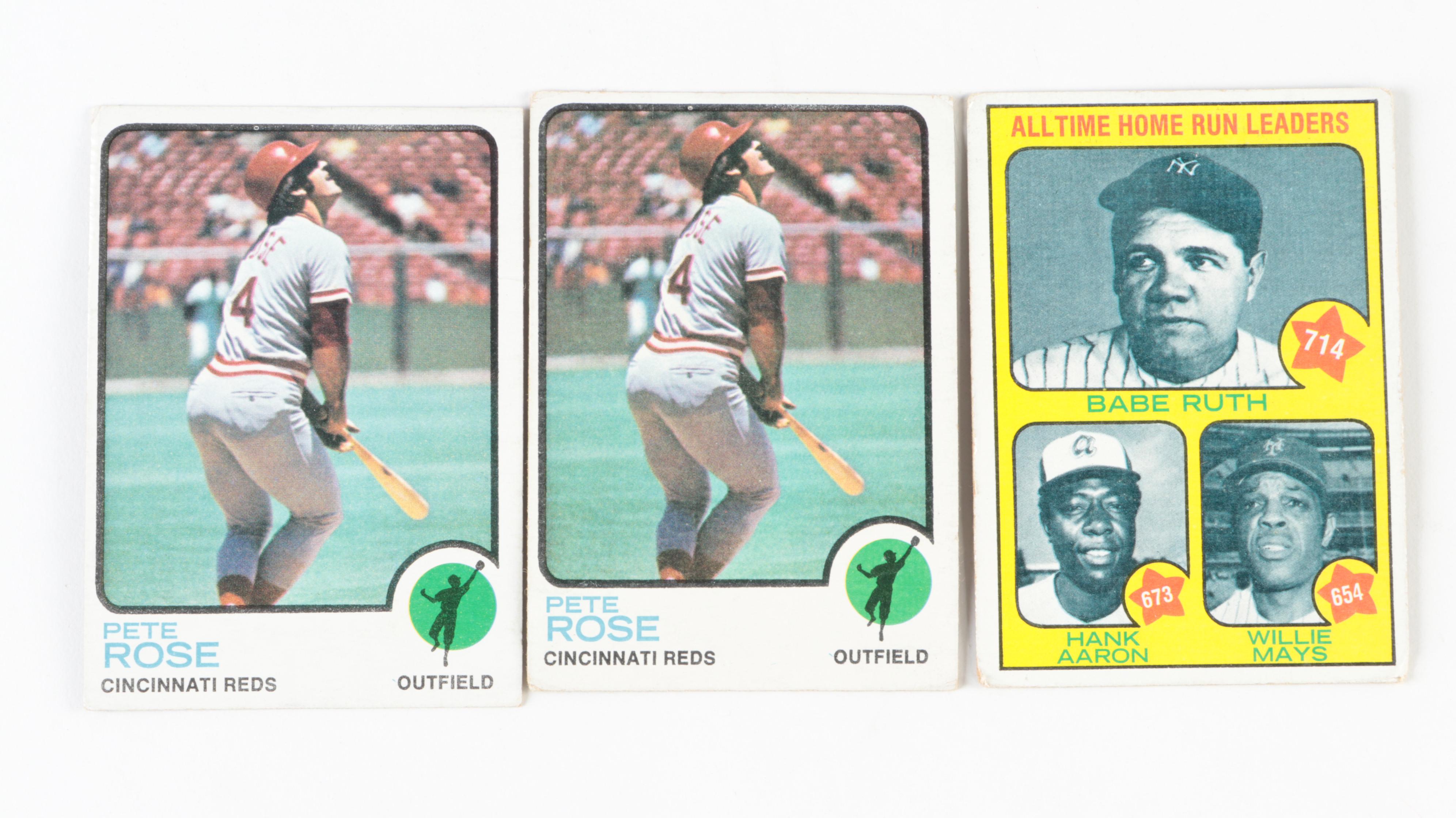 Topps Baseball Cards Including Mickey Mantle, Pete Rose and Mays, 1960s–1970s
