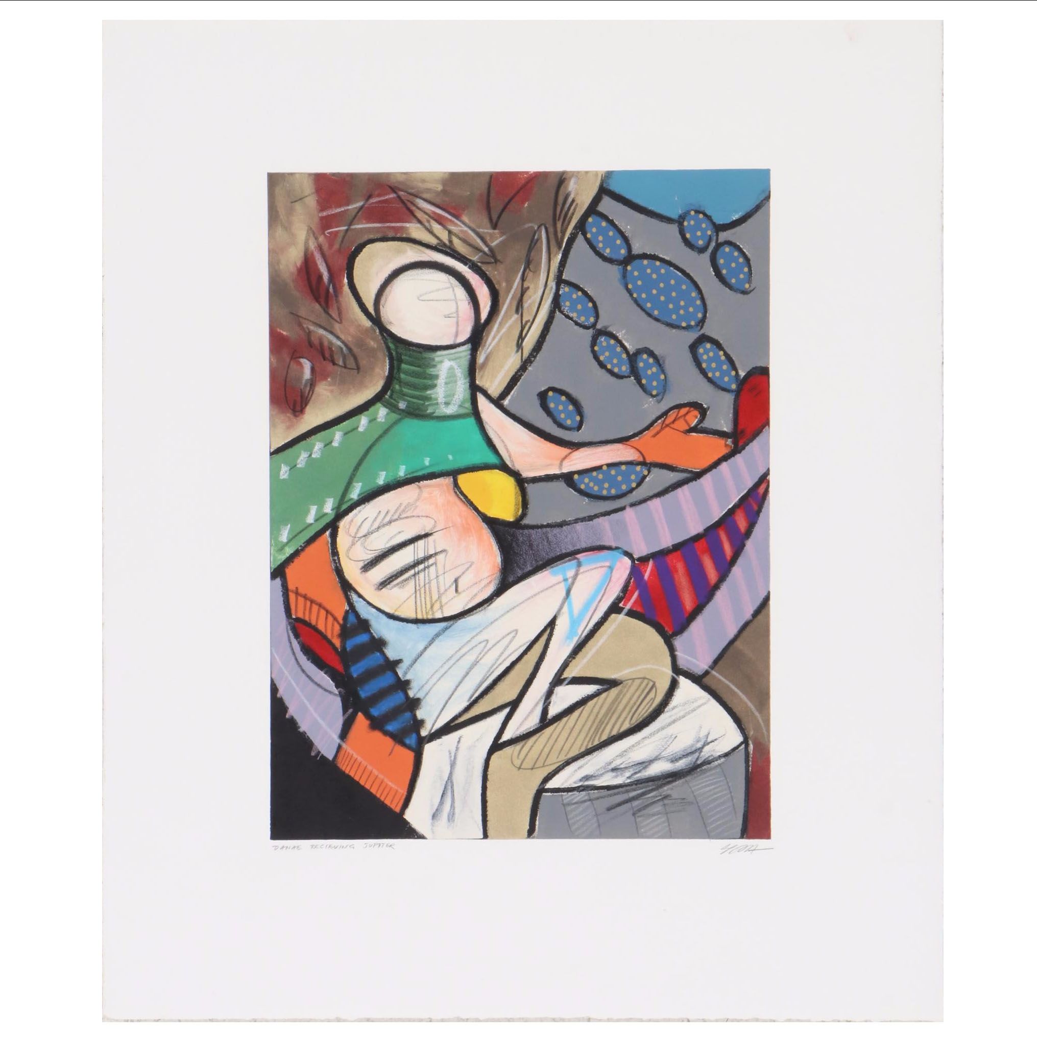 Four Hands Art Studio Monoprint "Danae Receiving Jupiter," 21st Century