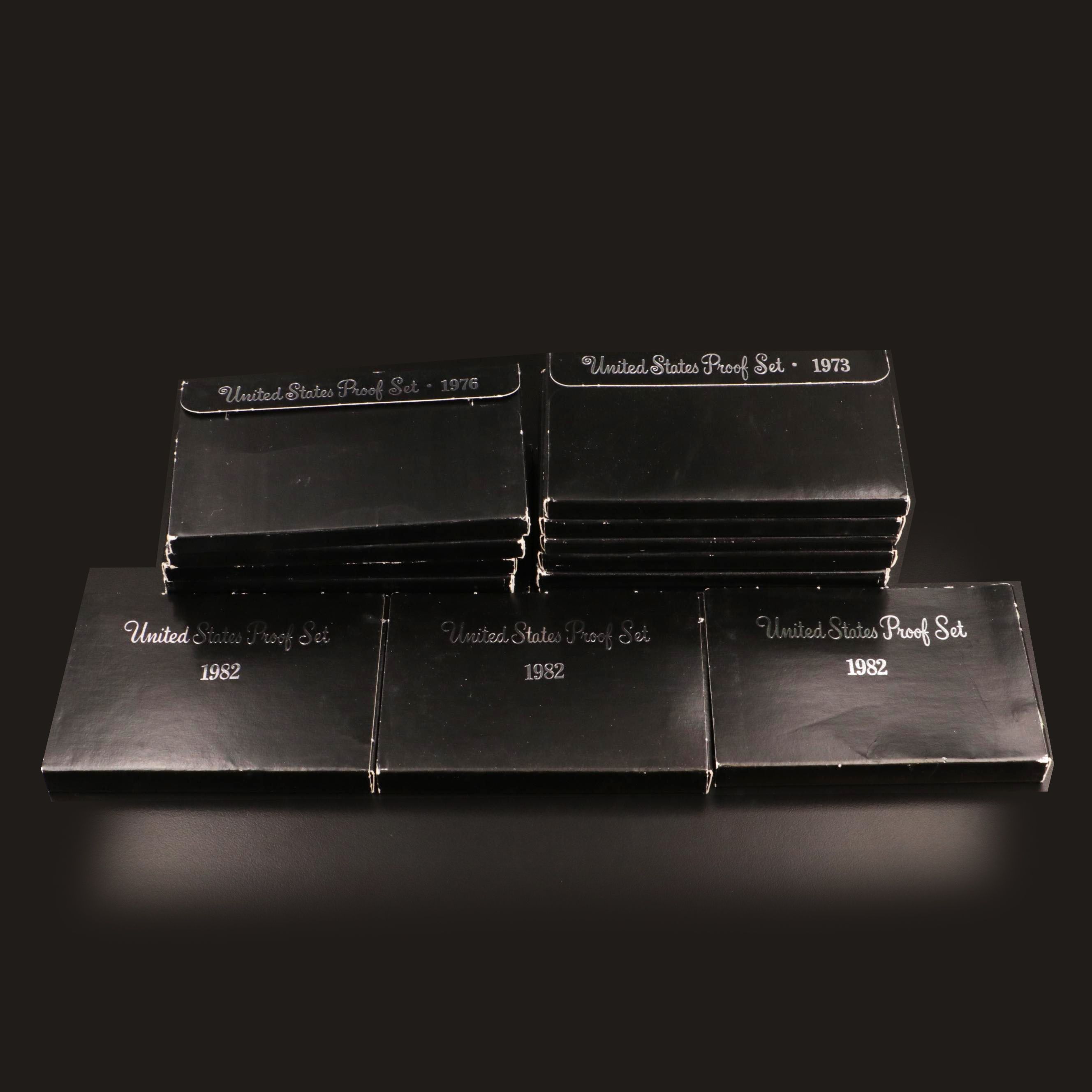 Fourteen U.S. Mint Proof Sets, 1973–1982