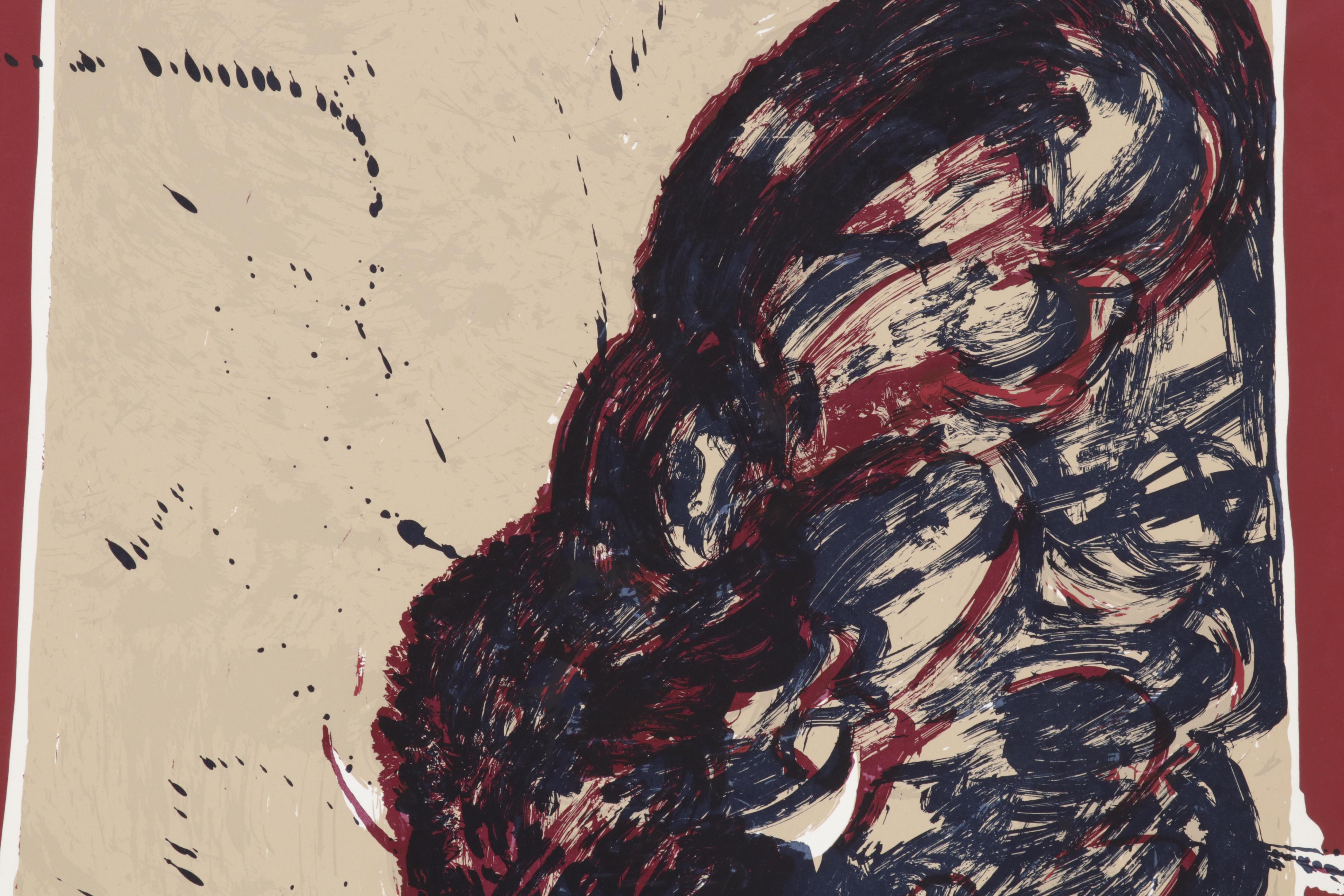 Kirk Hughey Serigraph "Bison," 1982