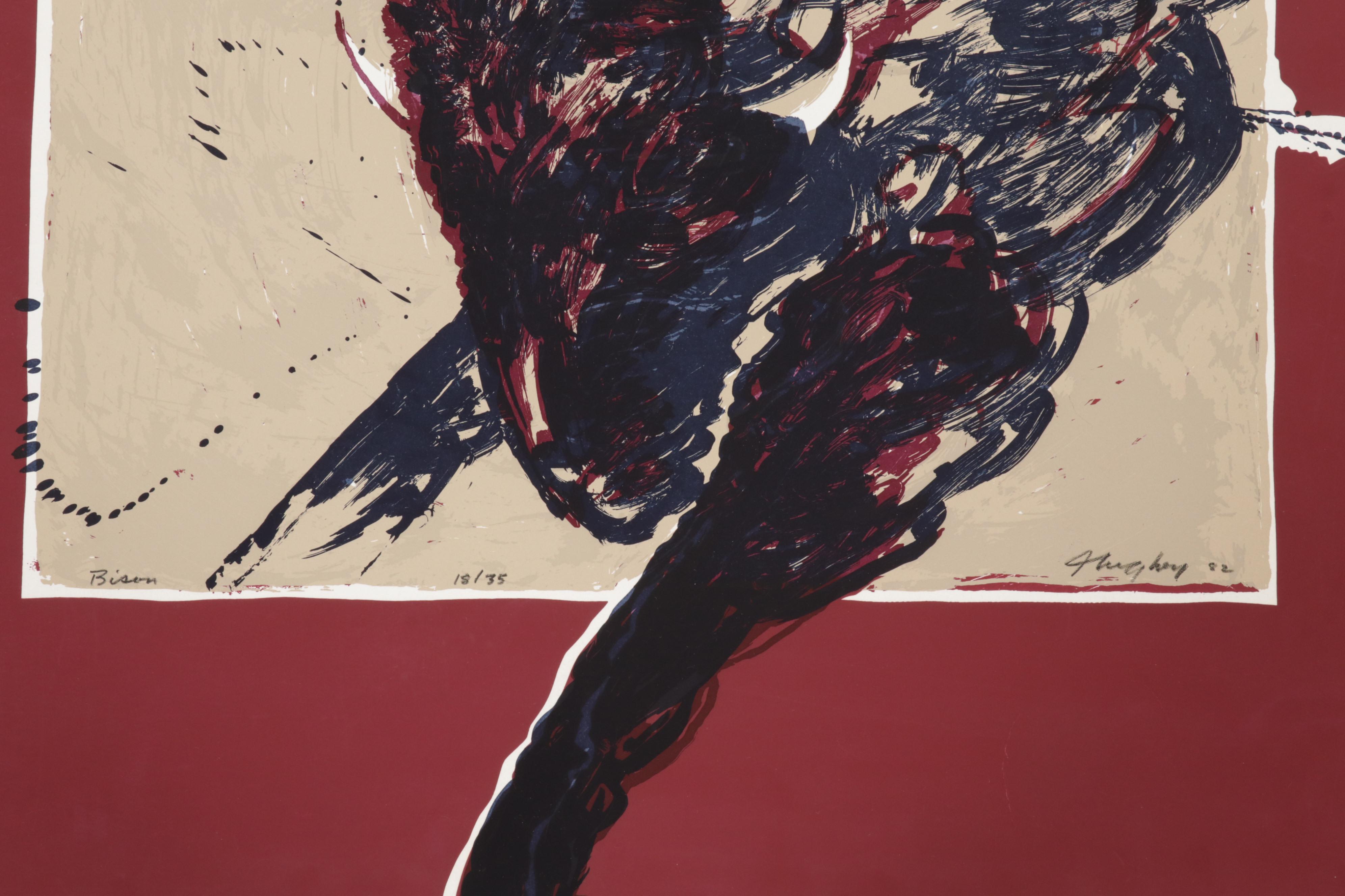 Kirk Hughey Serigraph "Bison," 1982