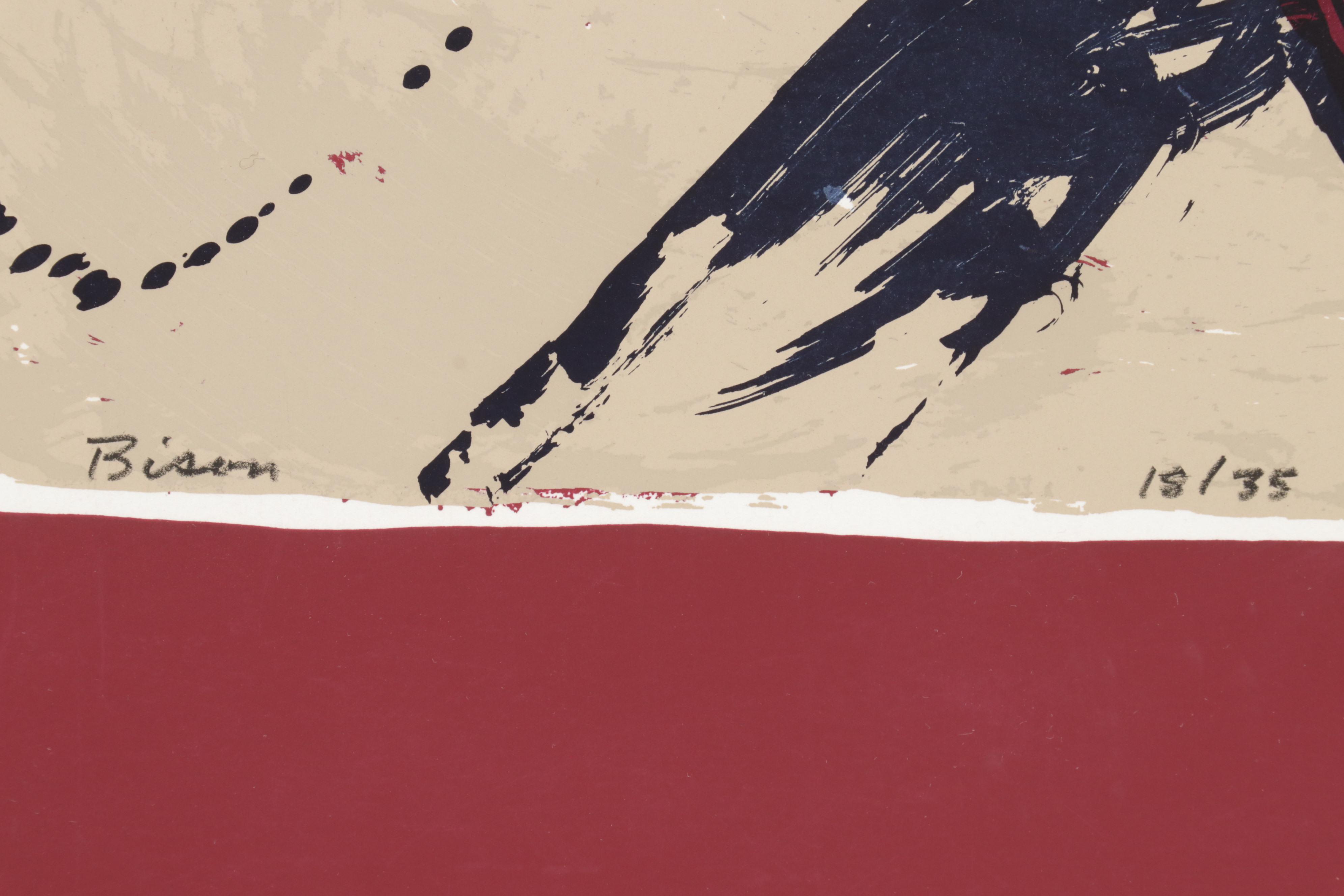 Kirk Hughey Serigraph "Bison," 1982