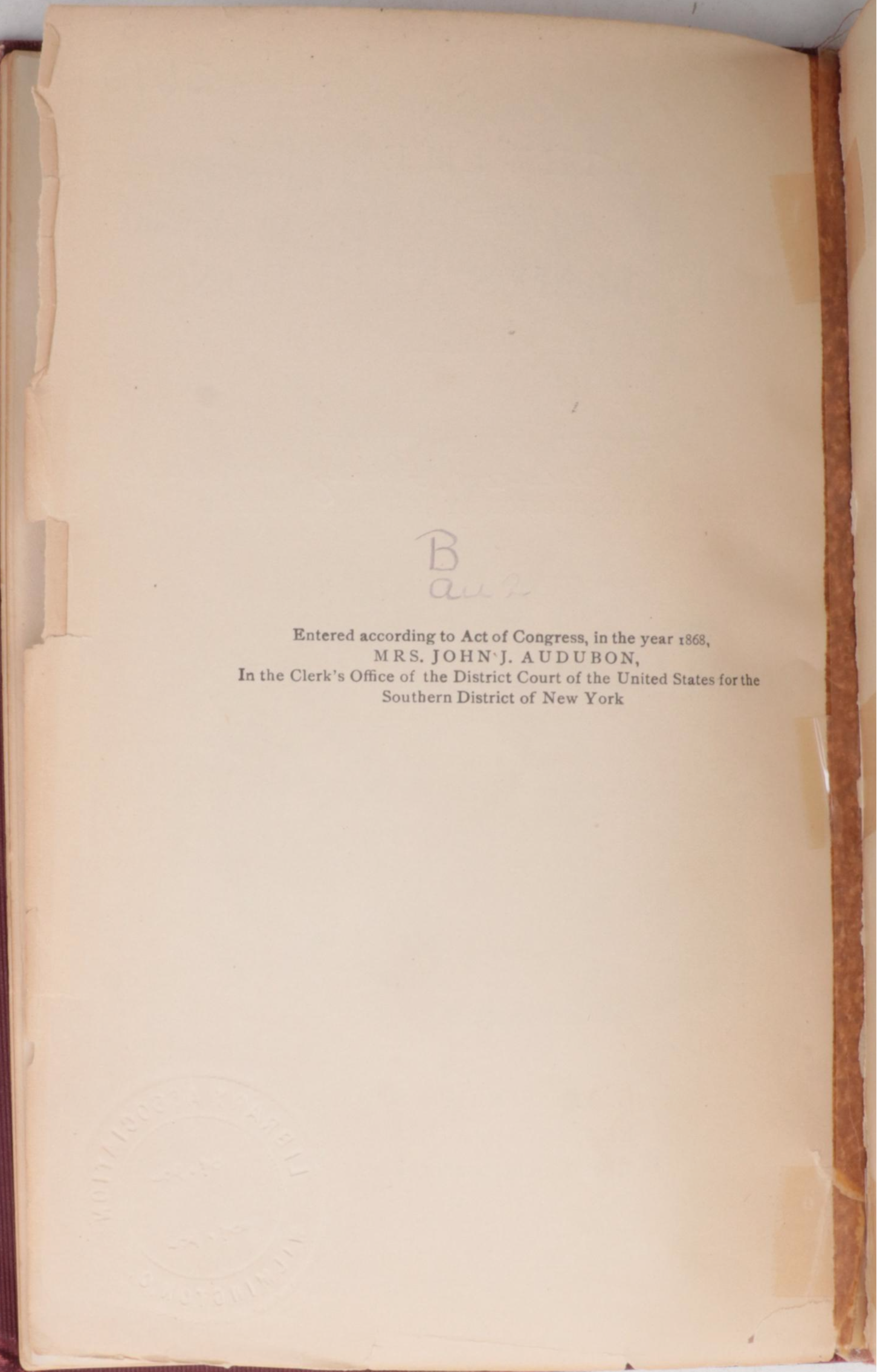 "The Life of John James Audubon" by Lucy Audubon, 1902