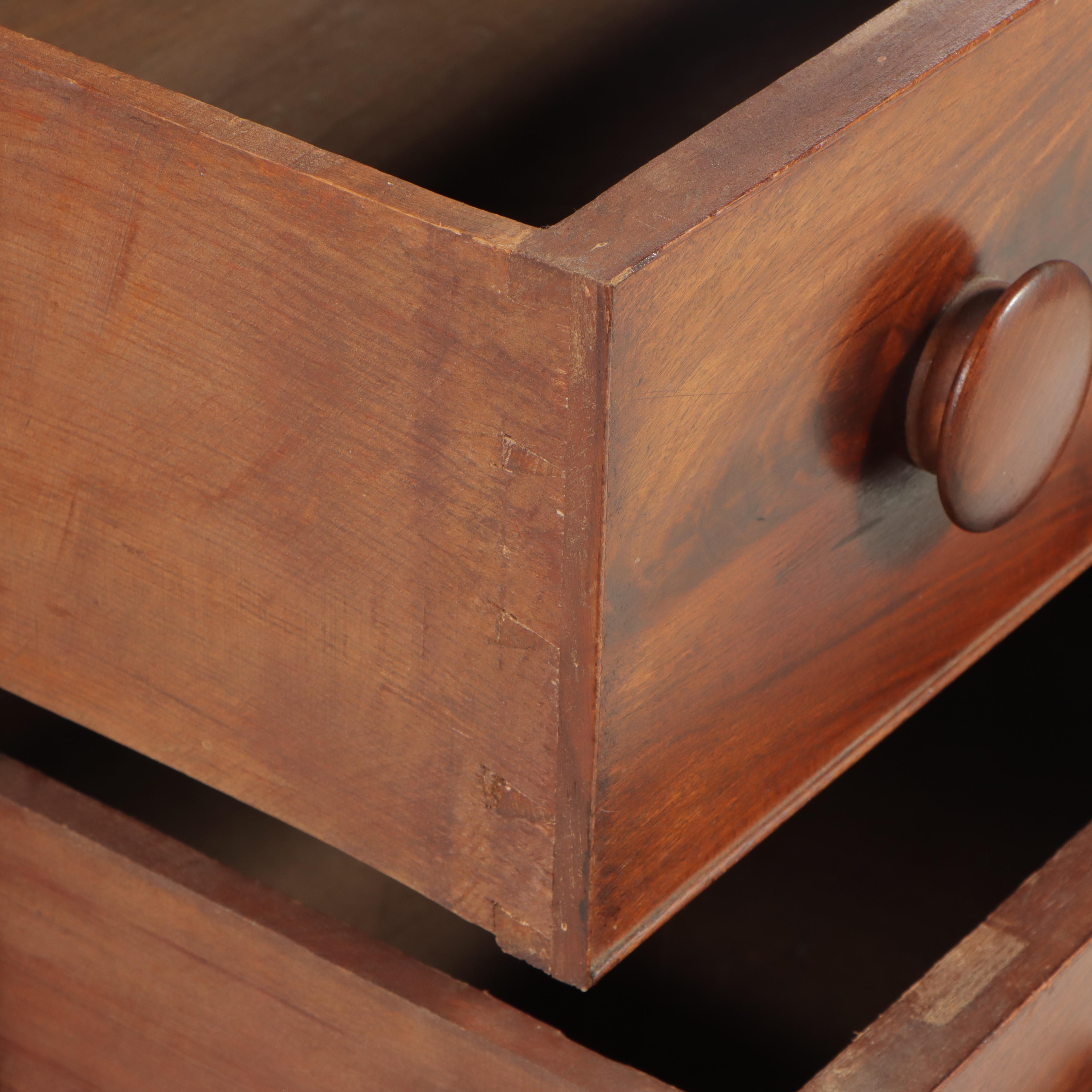 American Classical Flame Mahogany, Cherry, and Poplar Deck-Top Chest of Drawers