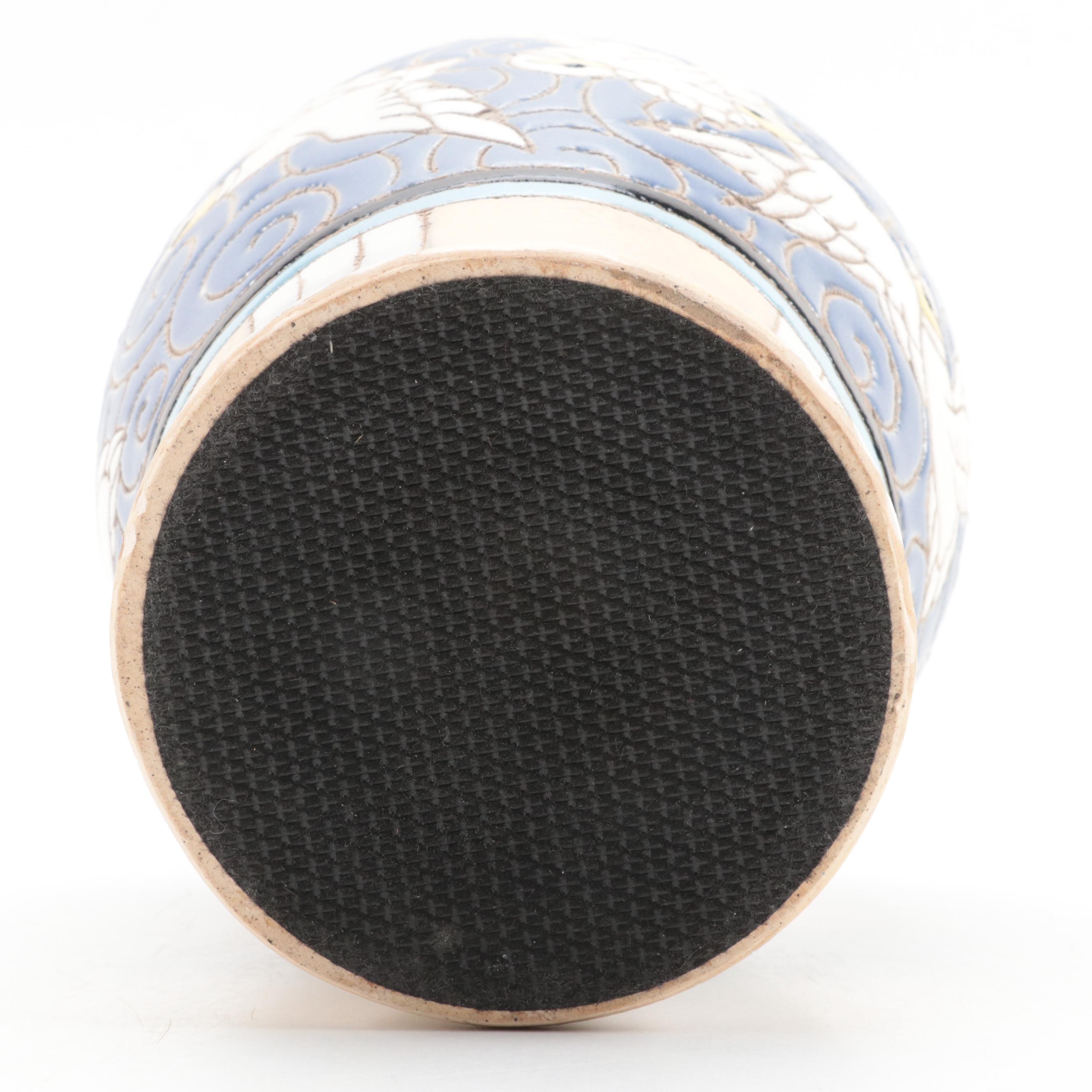 Art Deco Style Carved Earthenware Vase, 20th Century