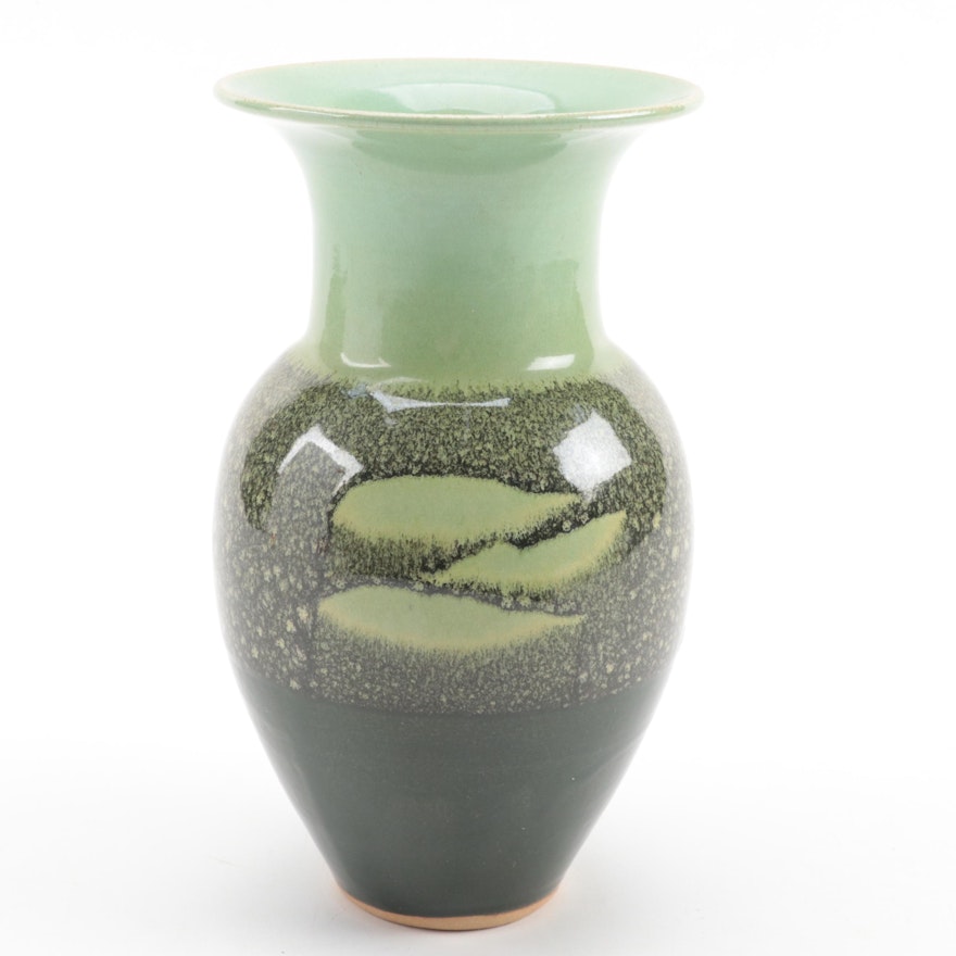 Merilee Soberg Green Art Pottery Vase, Late 20th Century