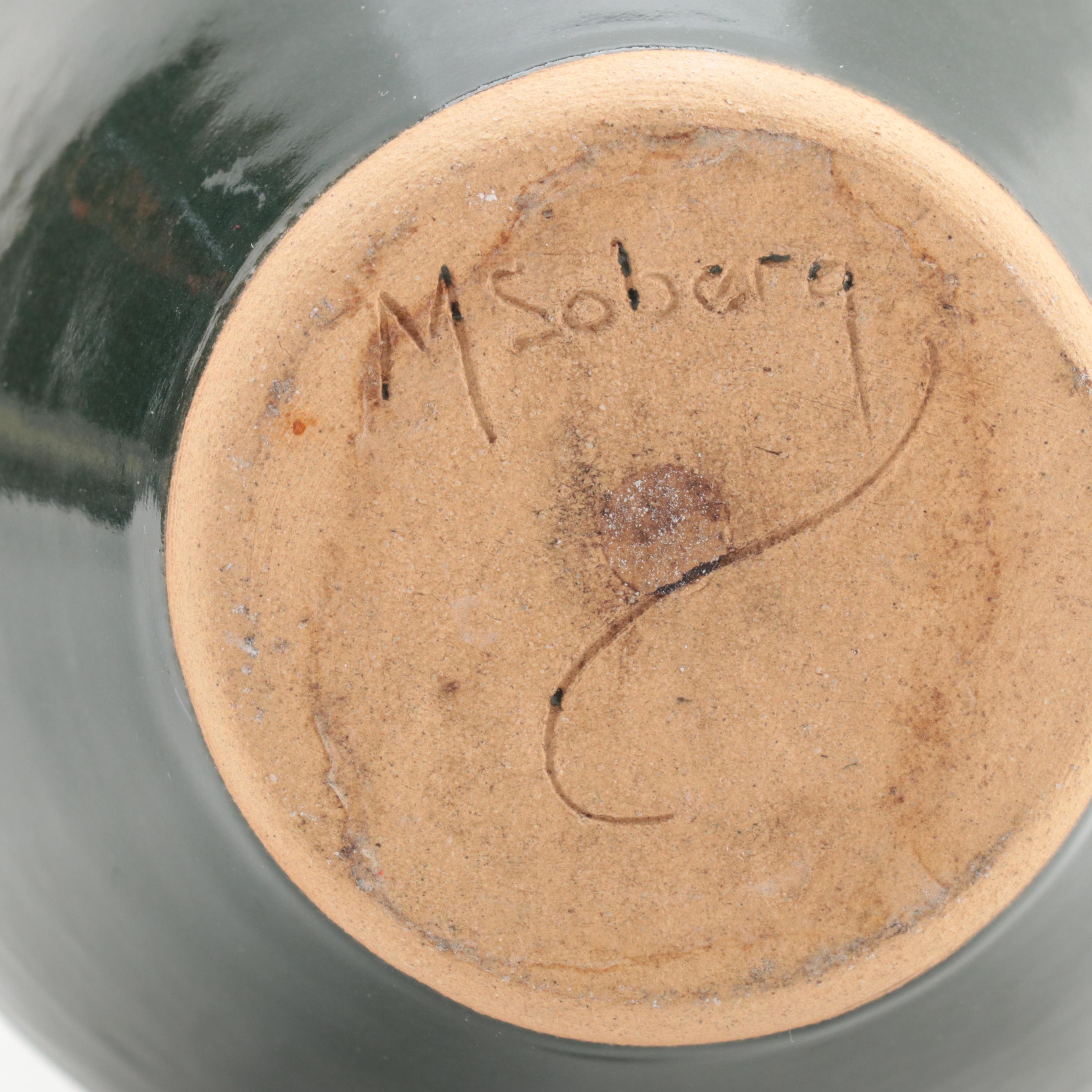 Merilee Soberg Green Art Pottery Vase, Late 20th Century