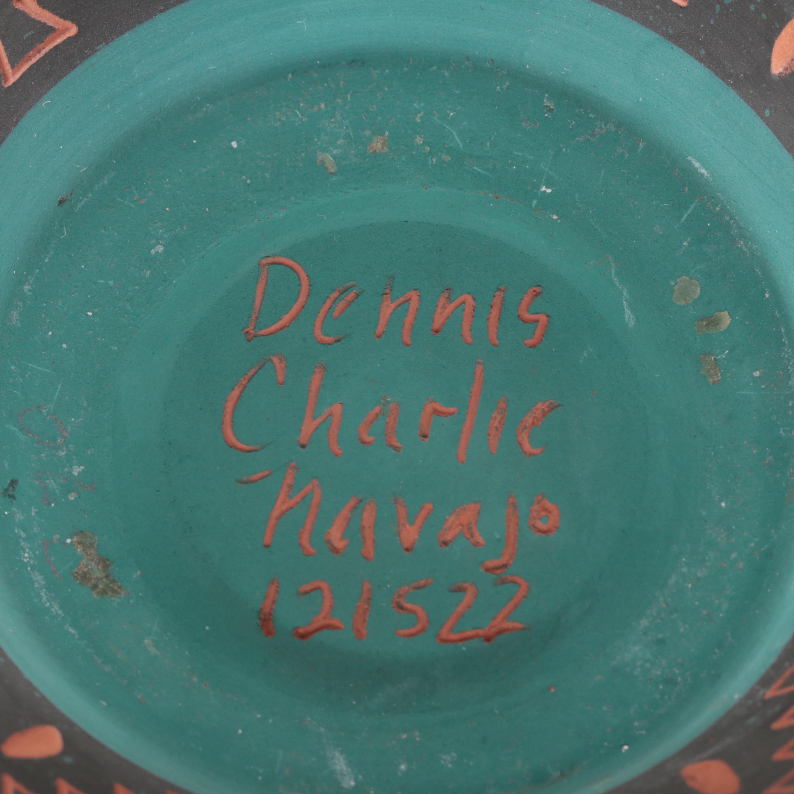 Dennis Charlie Navajo Sgraffito Pottery Bowl