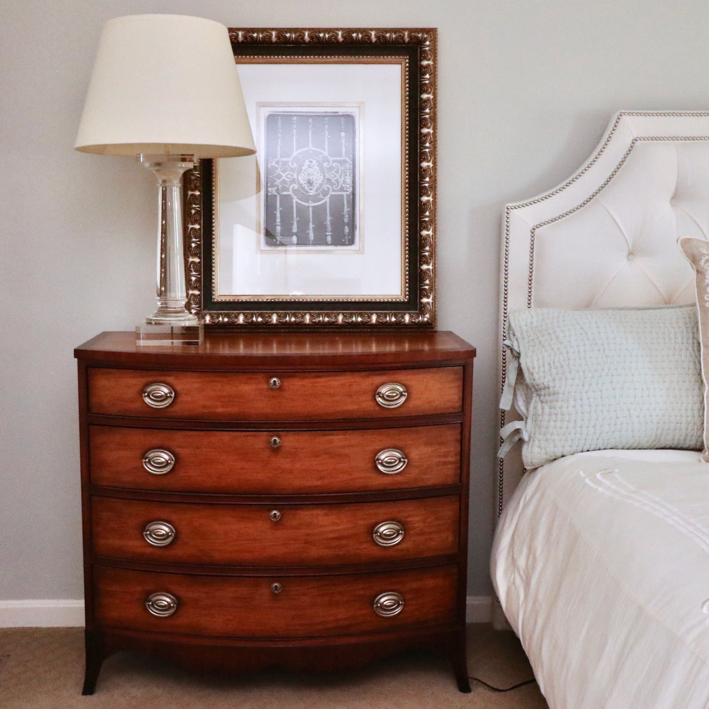 Ethan Allen "Lawson" Bowfront Mahogany and Walnut Chest of Drawers