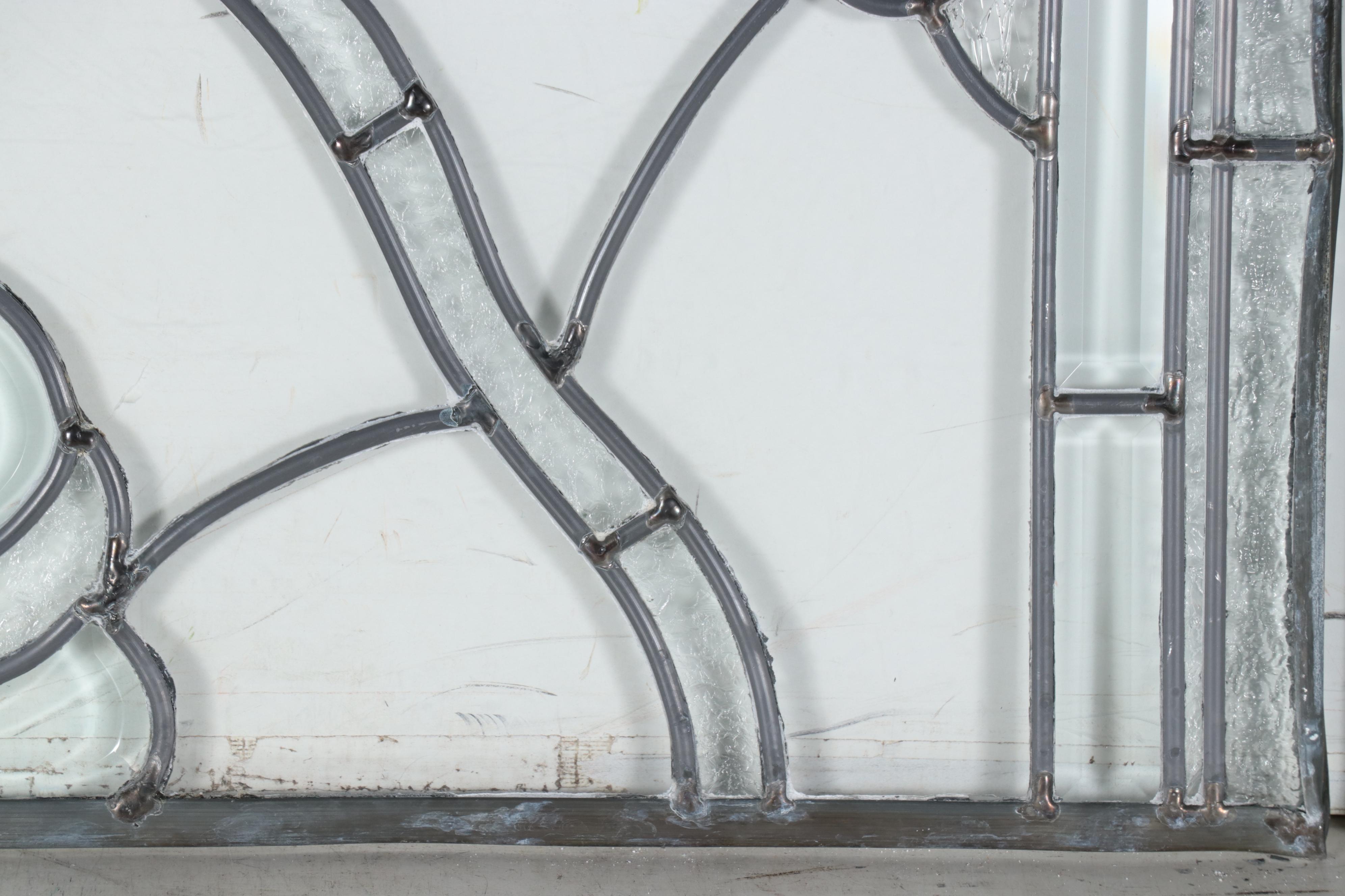 Leaded Glass Diptych Panels in a Floral Design