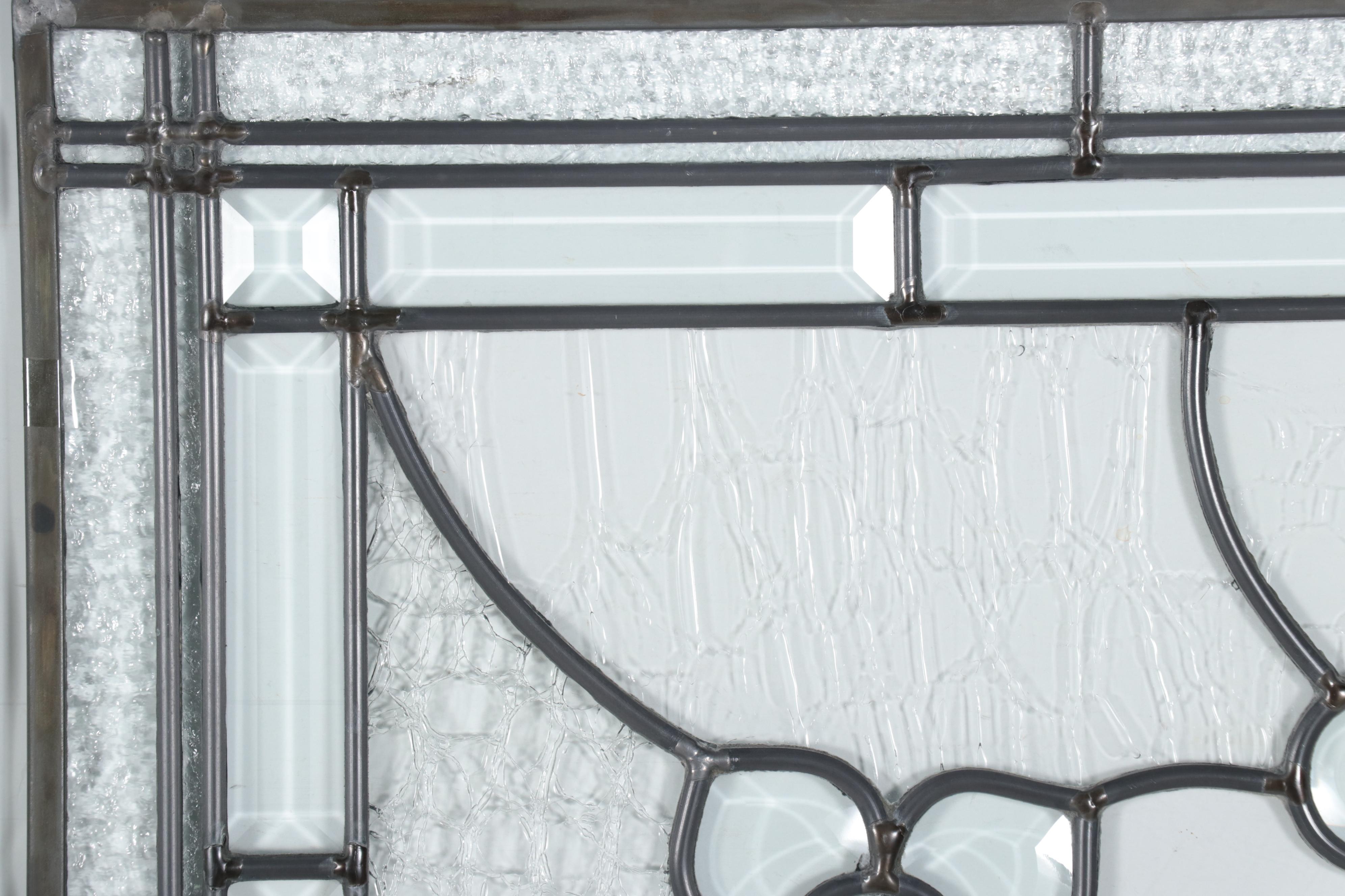 Leaded Glass Diptych Panels in a Floral Design