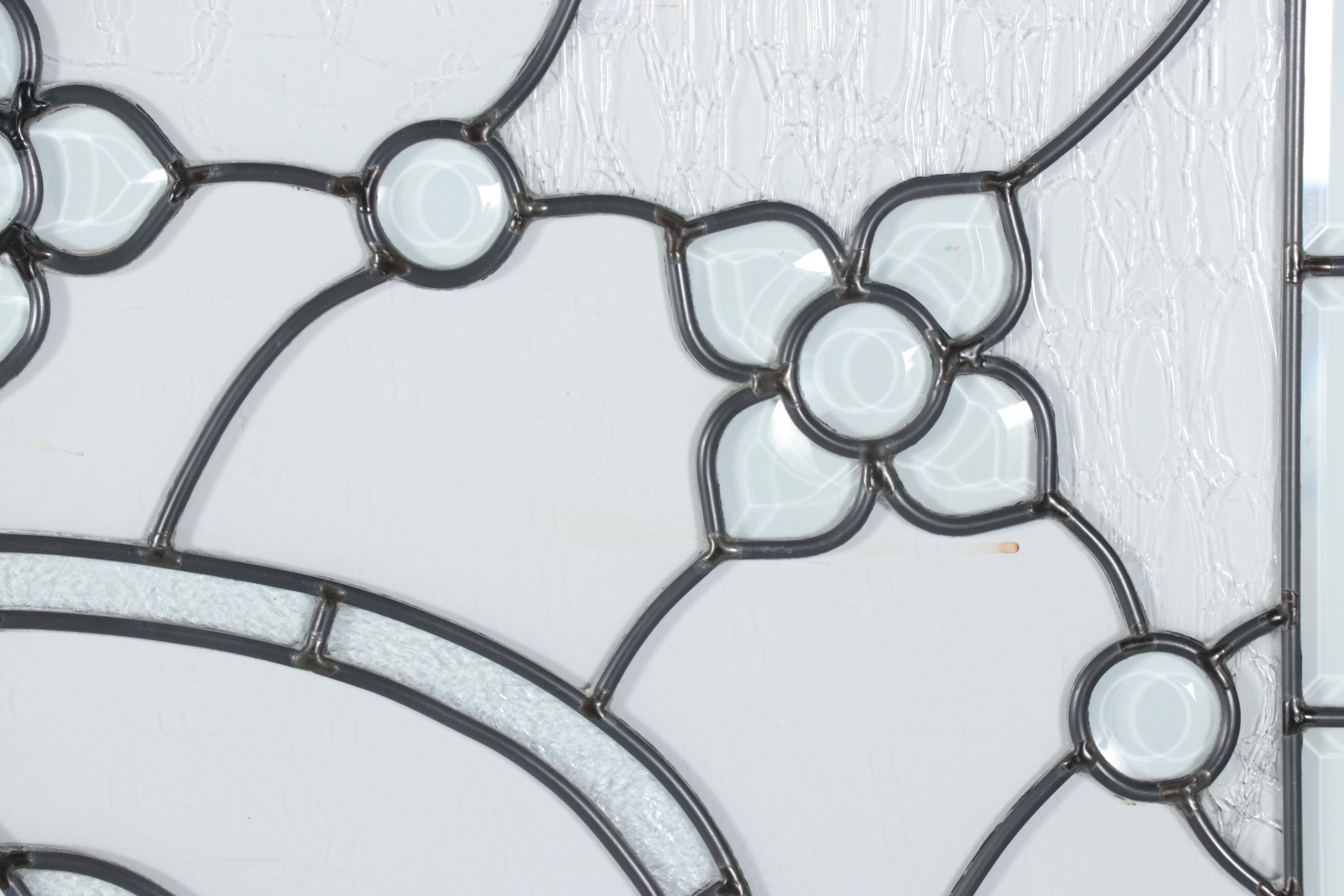 Leaded Glass Diptych Panels in a Floral Design