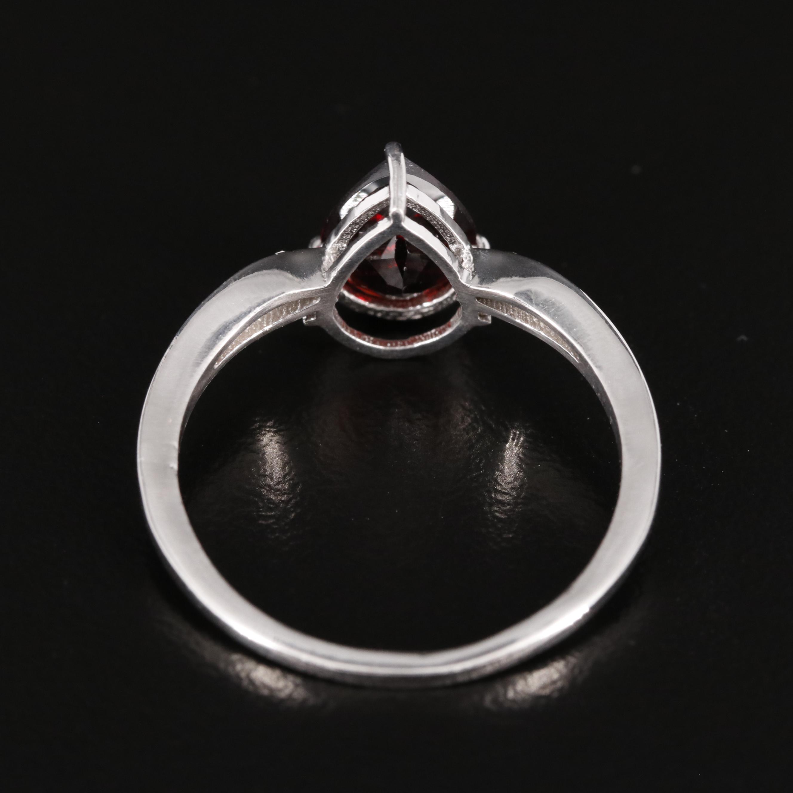 Sterling Garnet and Diamond Ring