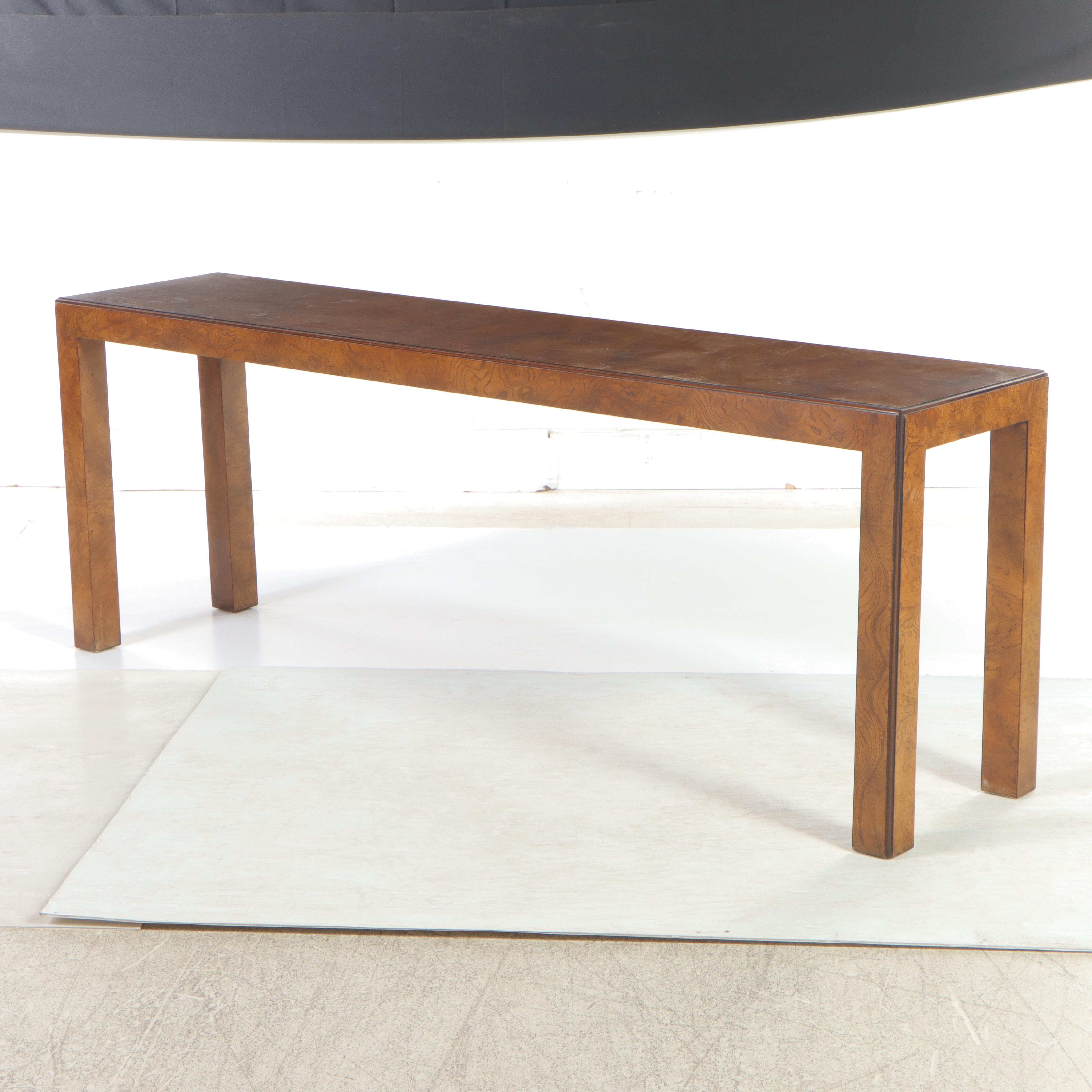 John Widdicomb Olive Ash Burl Parson's Style Sofa Table