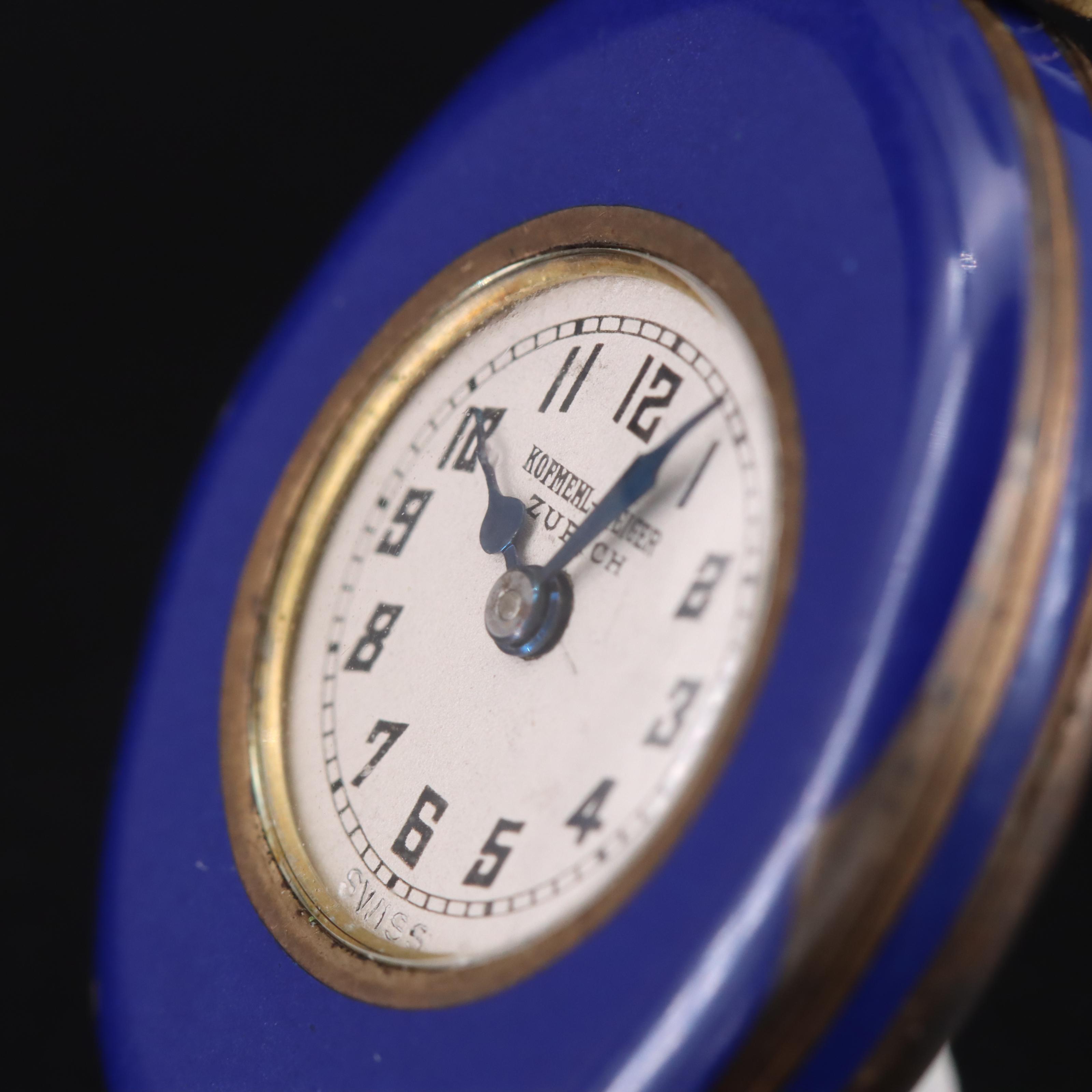 Art Deco Sterling and Enamel Pendant Watch