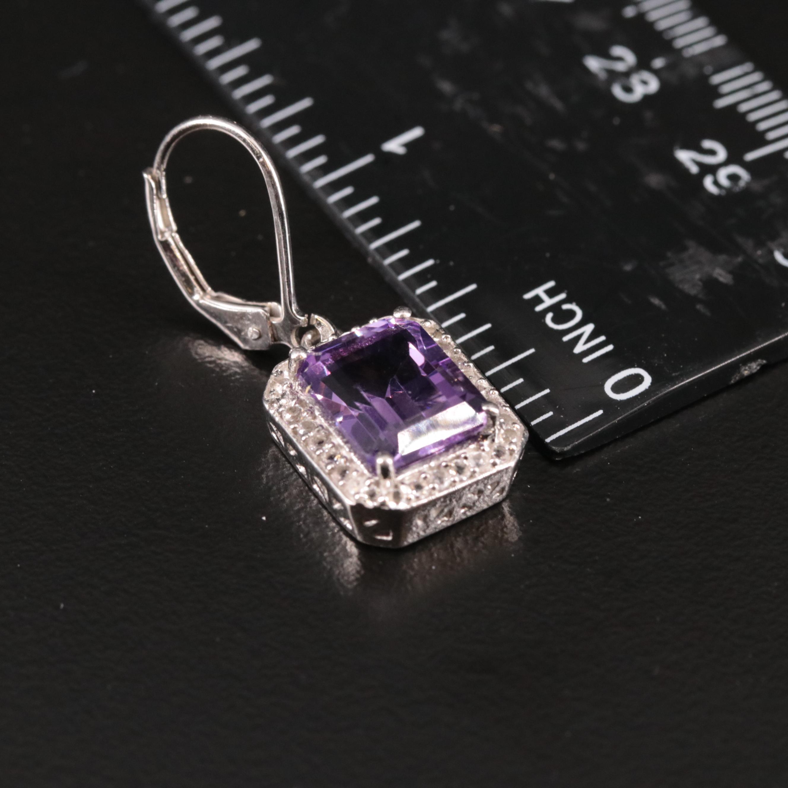 Sterling Amethyst and Topaz Halo Earrings