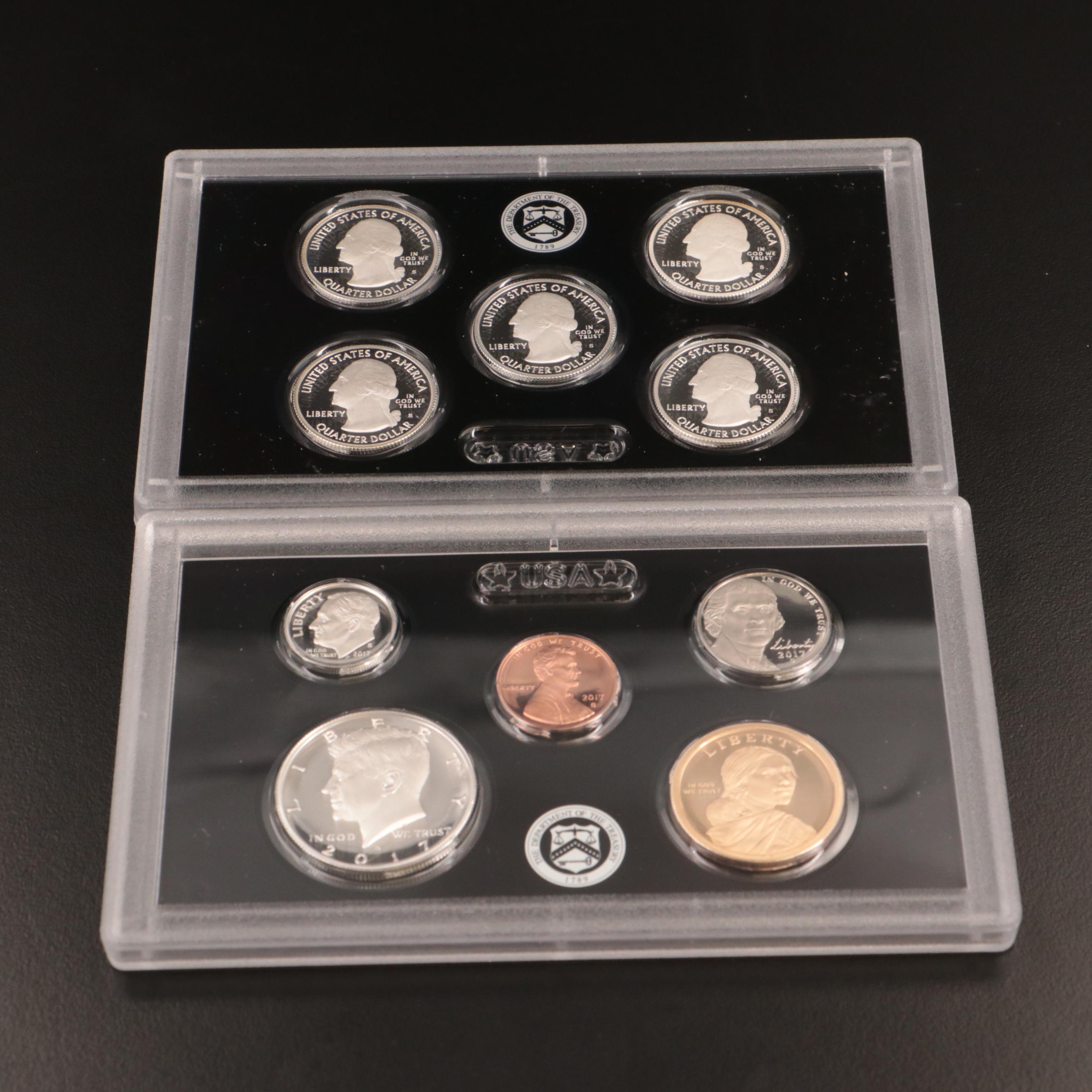 Two U.S. Mint Silver Proof Sets, 2017 and 2019
