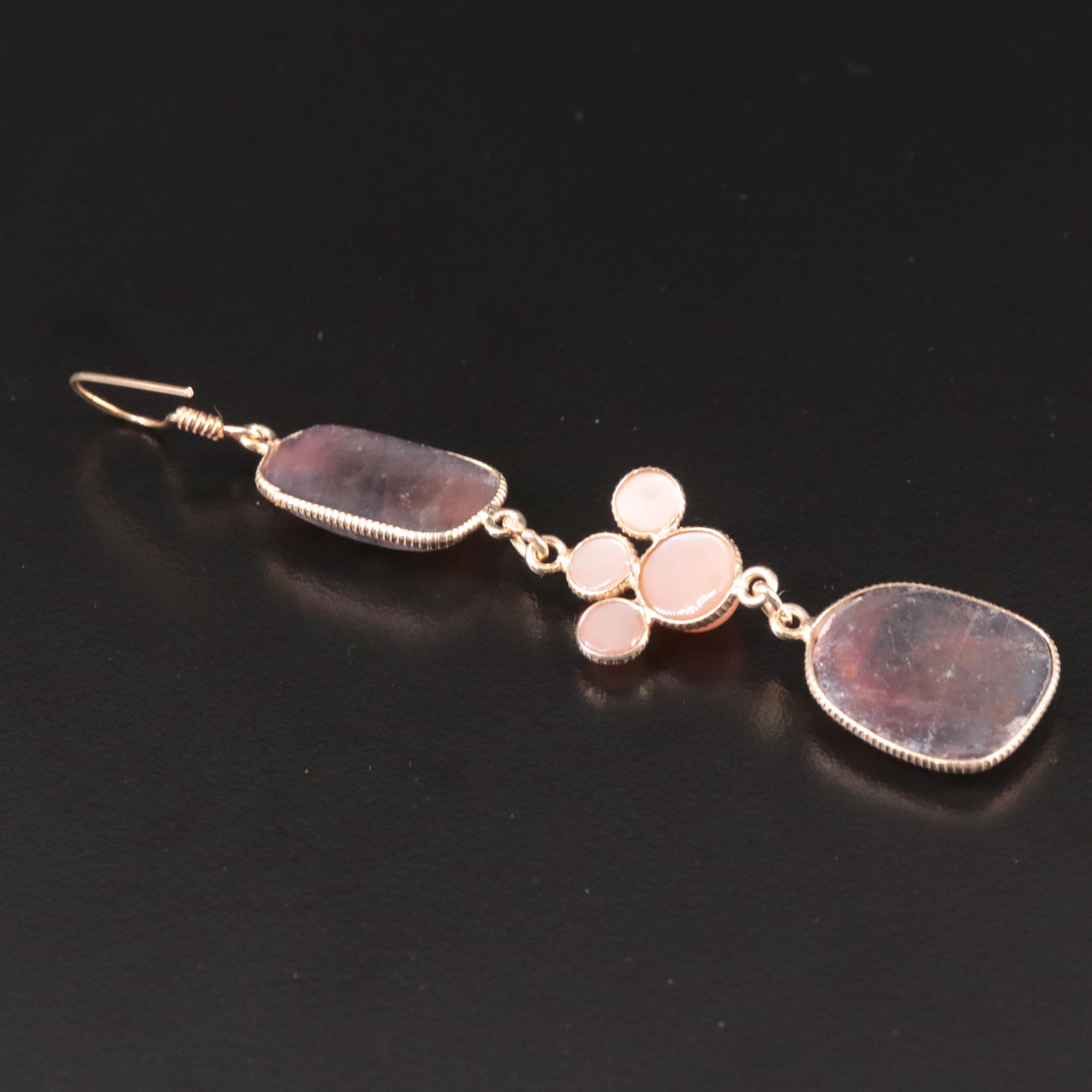 Sterling Sapphire and Moonstone Drop Earrings