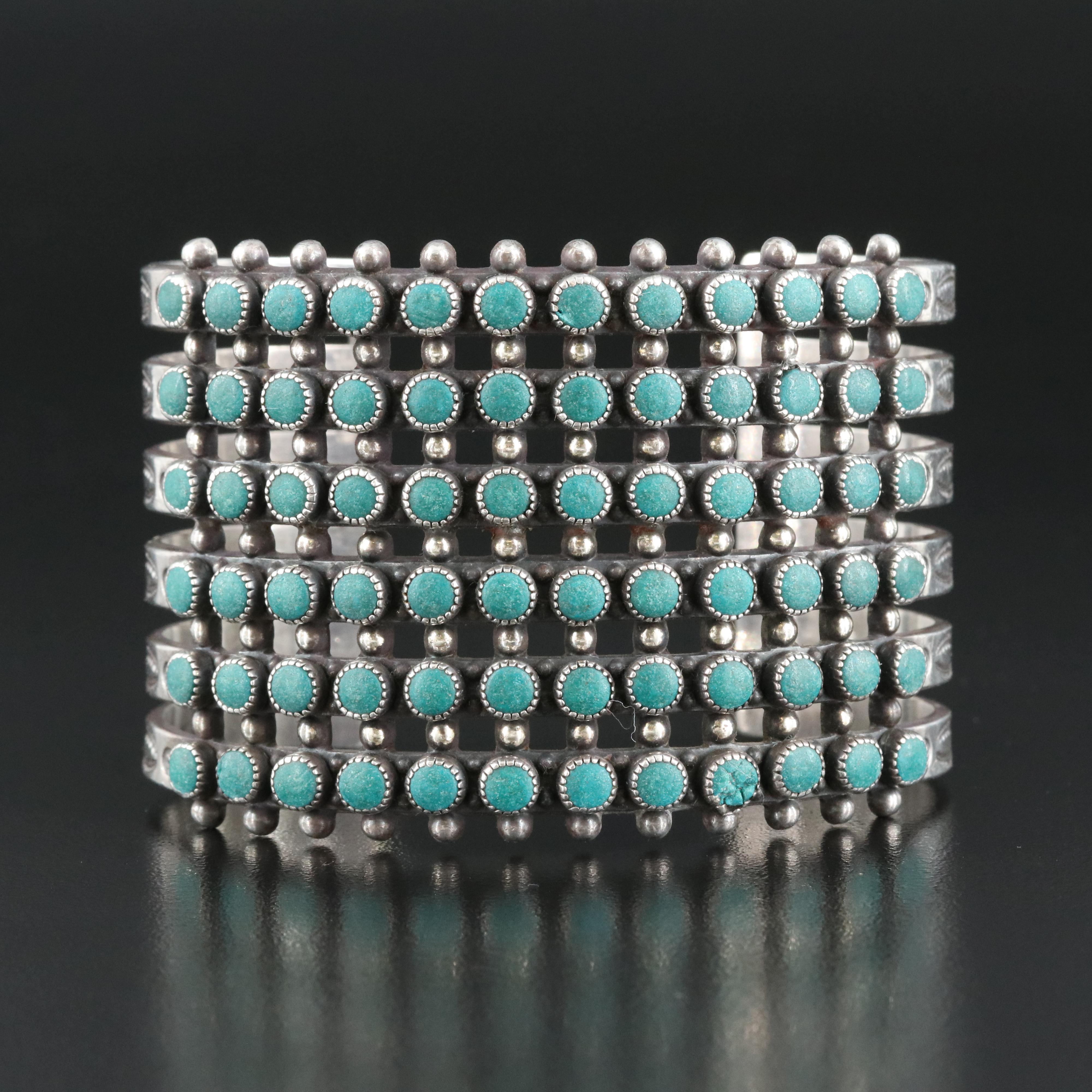 Western Sterling Composite Stone Petit Point Cuff